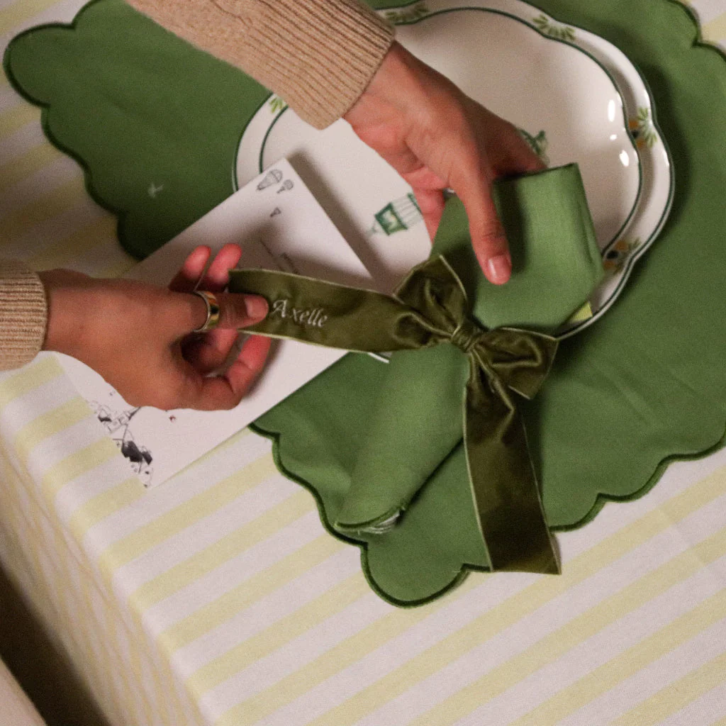 Large Forest Green Velvet Napkin Bow Tie - Set of 6 - Image 5