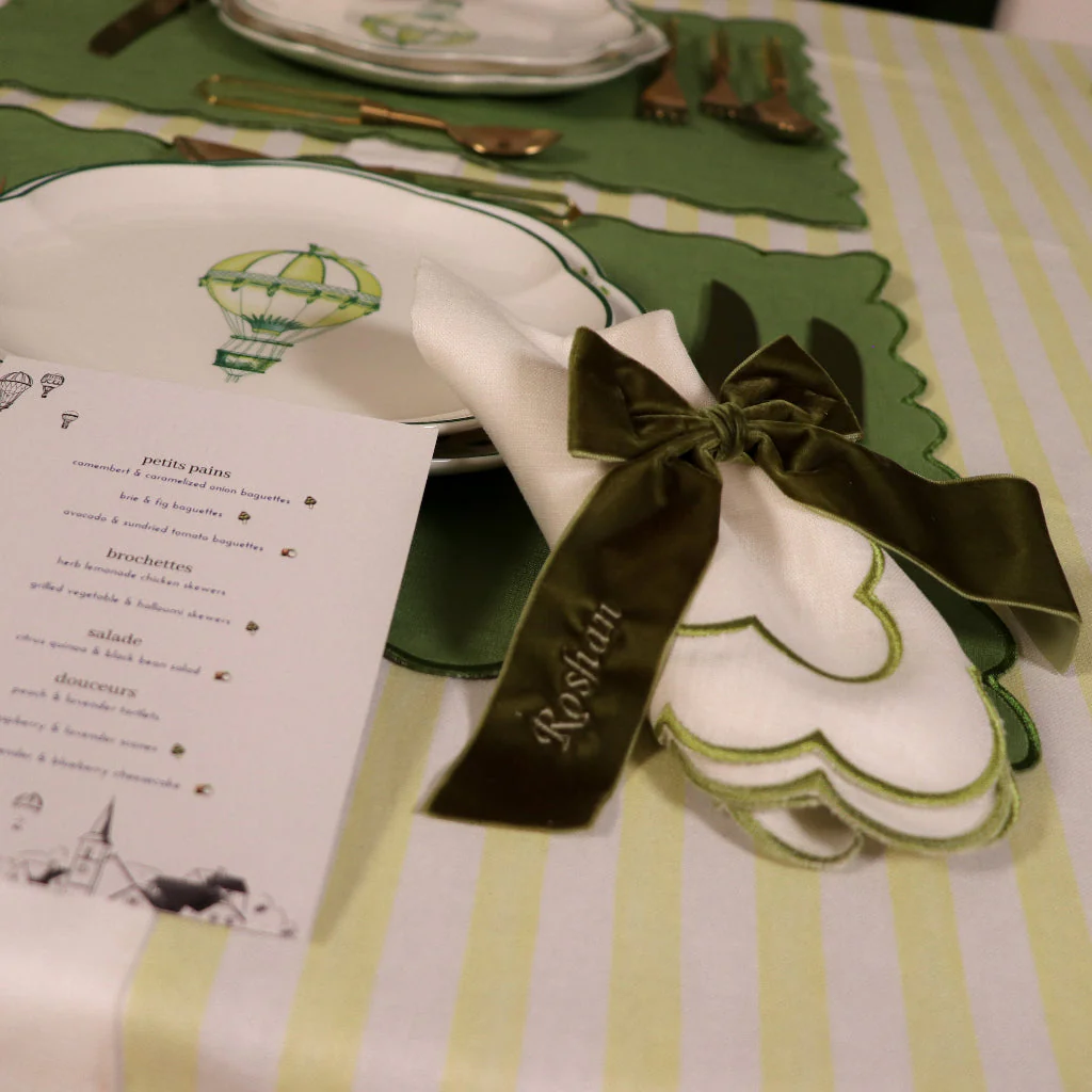 Large Forest Green Velvet Napkin Bow Tie - Set of 6 - Image 8