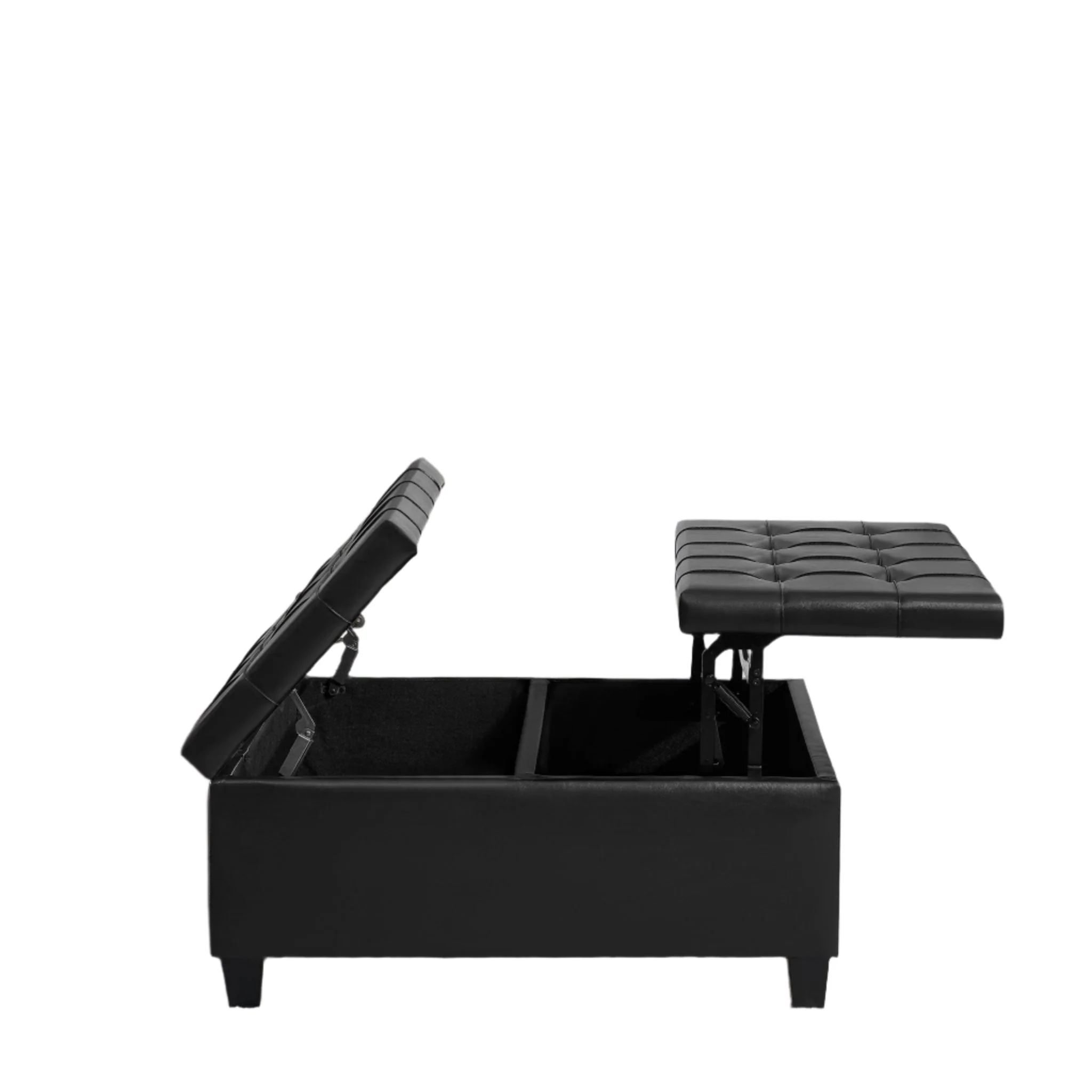Large Square Faux Leather Storage Ottoman Versatile Coffee Table for Living Room - Image 2