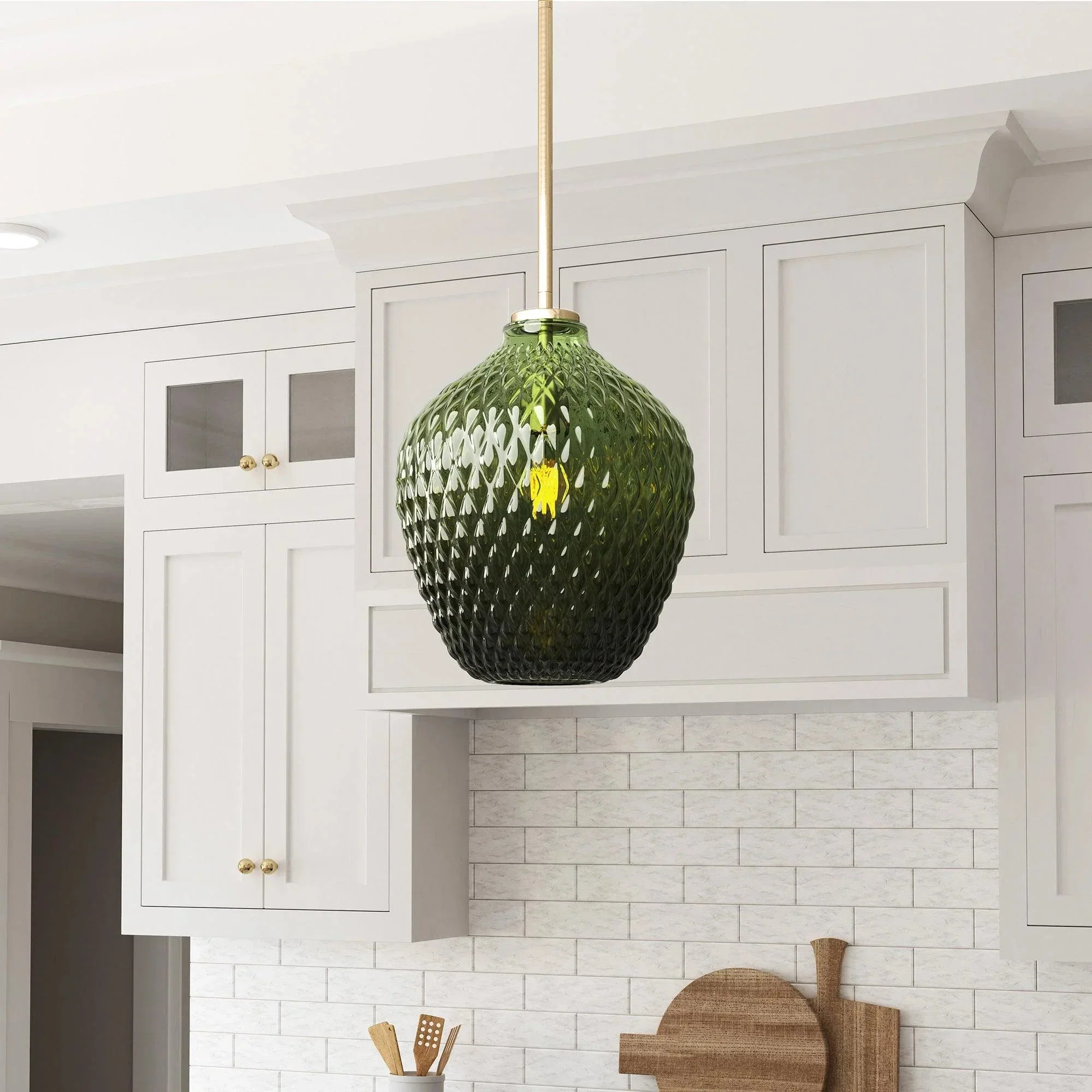 Lavine 1-light Olive Handblown Glass Mini Island Pendant Light - Image 6