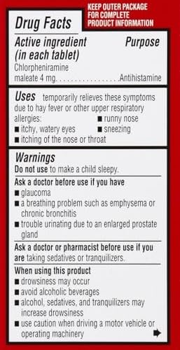 Leader 4 Hour Allergy Relief, Chlorpheniramine Maleate Tablets, Antihistamine, 4 mg, 100 Count, Pack of 2 - Image 3