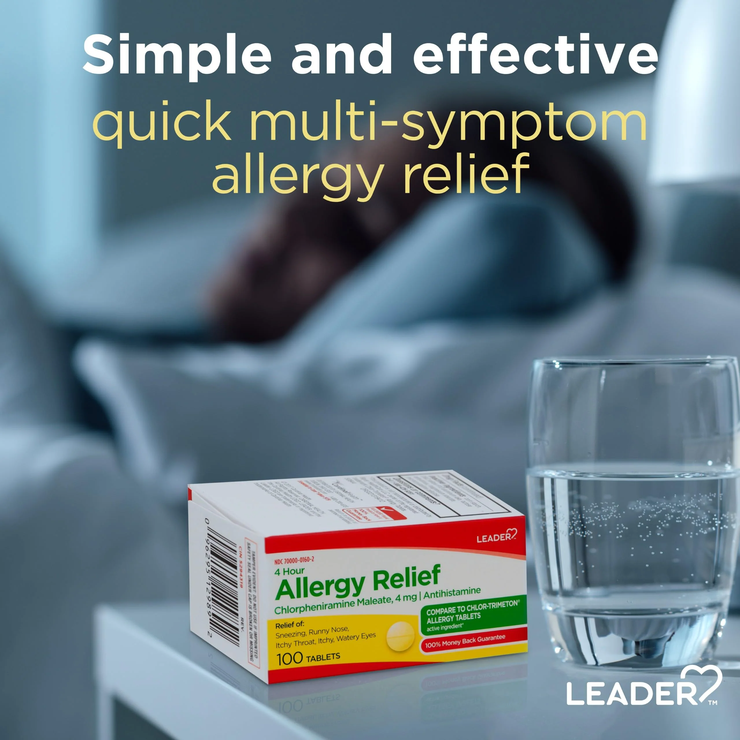 Leader 4 Hour Allergy Relief, Chlorpheniramine Maleate Tablets, Antihistamine, 4 mg, 100 Count, Pack of 2 - Image 5