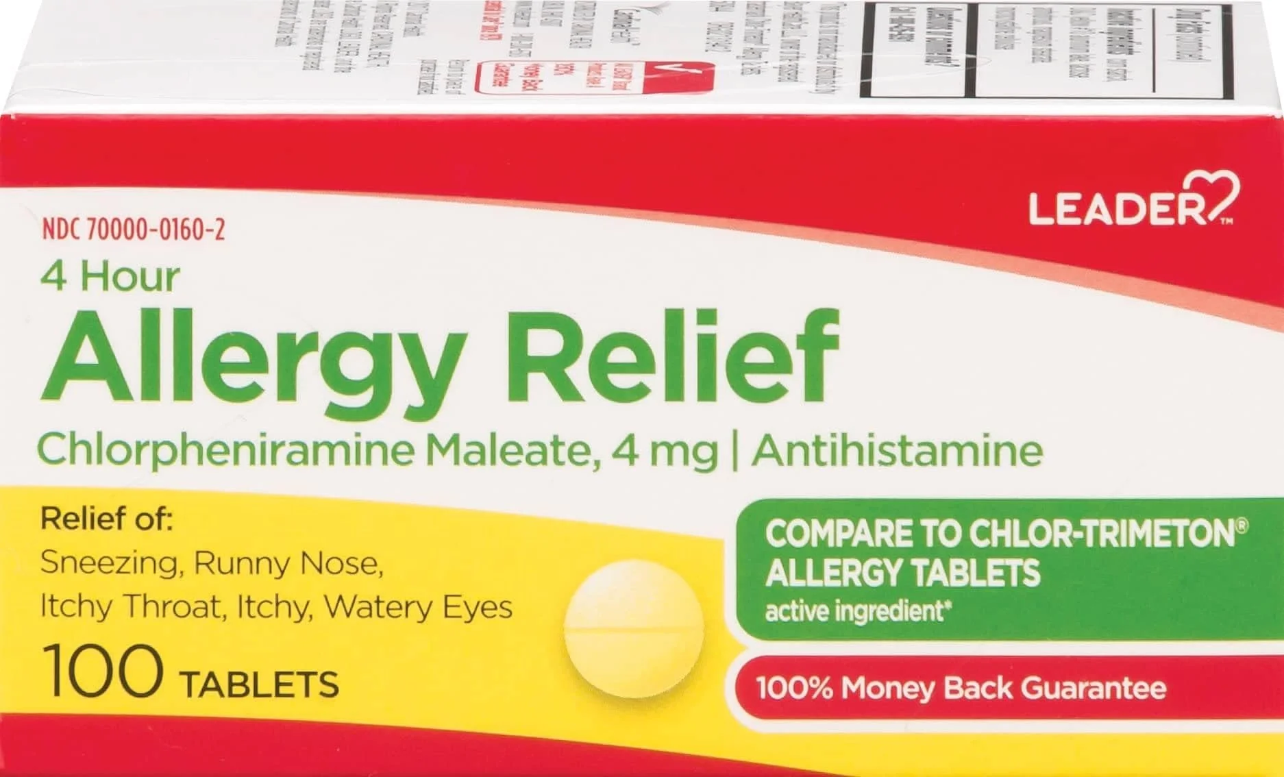 Leader 4 Hour Allergy Relief, Chlorpheniramine Maleate Tablets, Antihistamine, 4 mg, 100 Count, Pack of 2 - Image 8