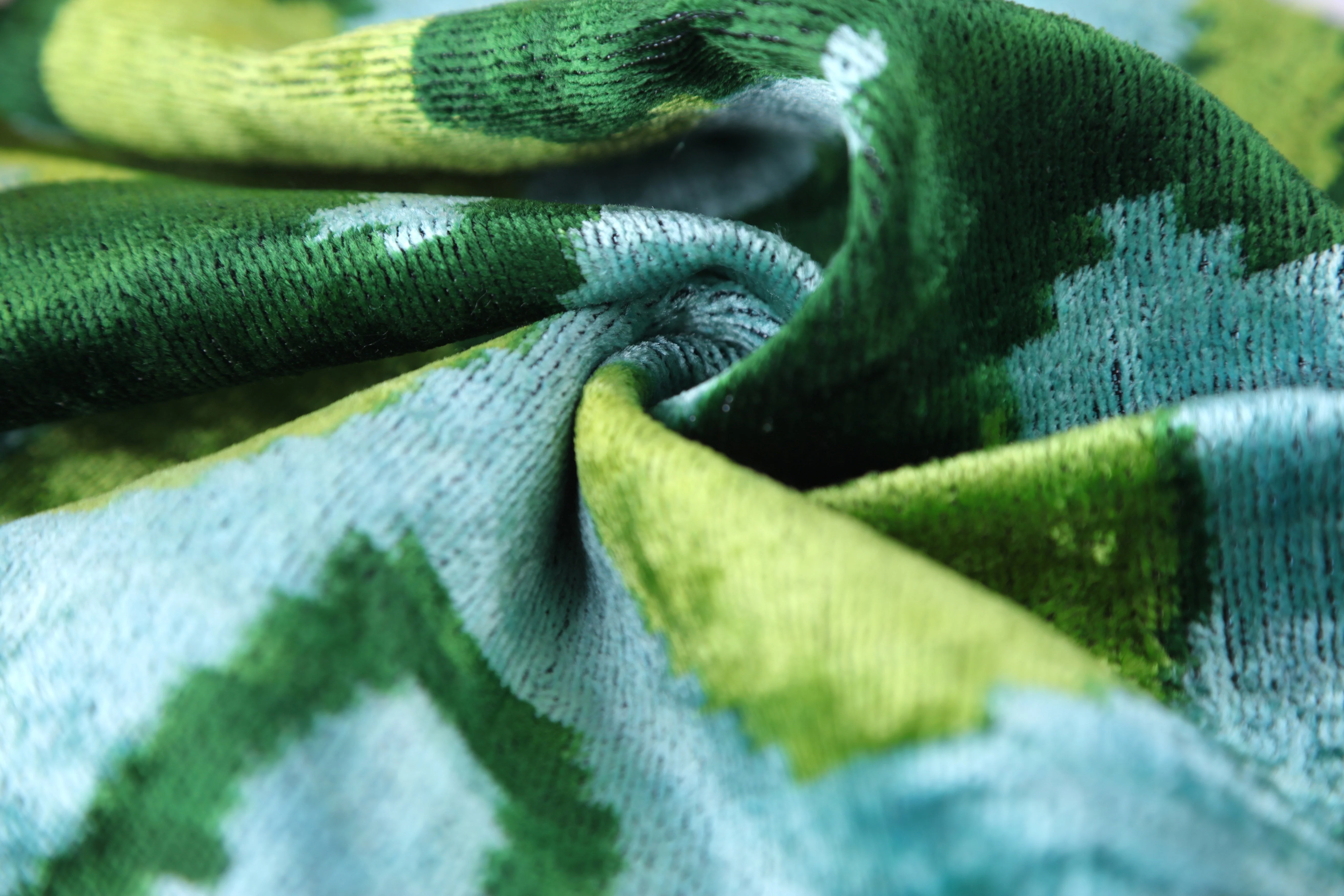 Leaf Green & Aqua Velvet Pillow – Handmade 16x24 Botanical Design - Image 2