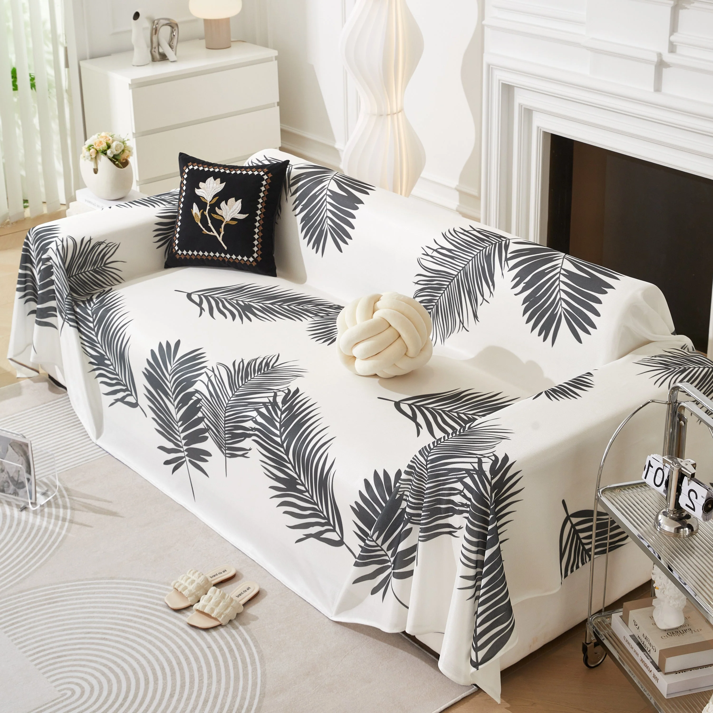 Leaf Printed Slipcover Sofa Covers, Universal Couch Throw Cover, Pets Furniture Protector for Home Decor - Image 23
