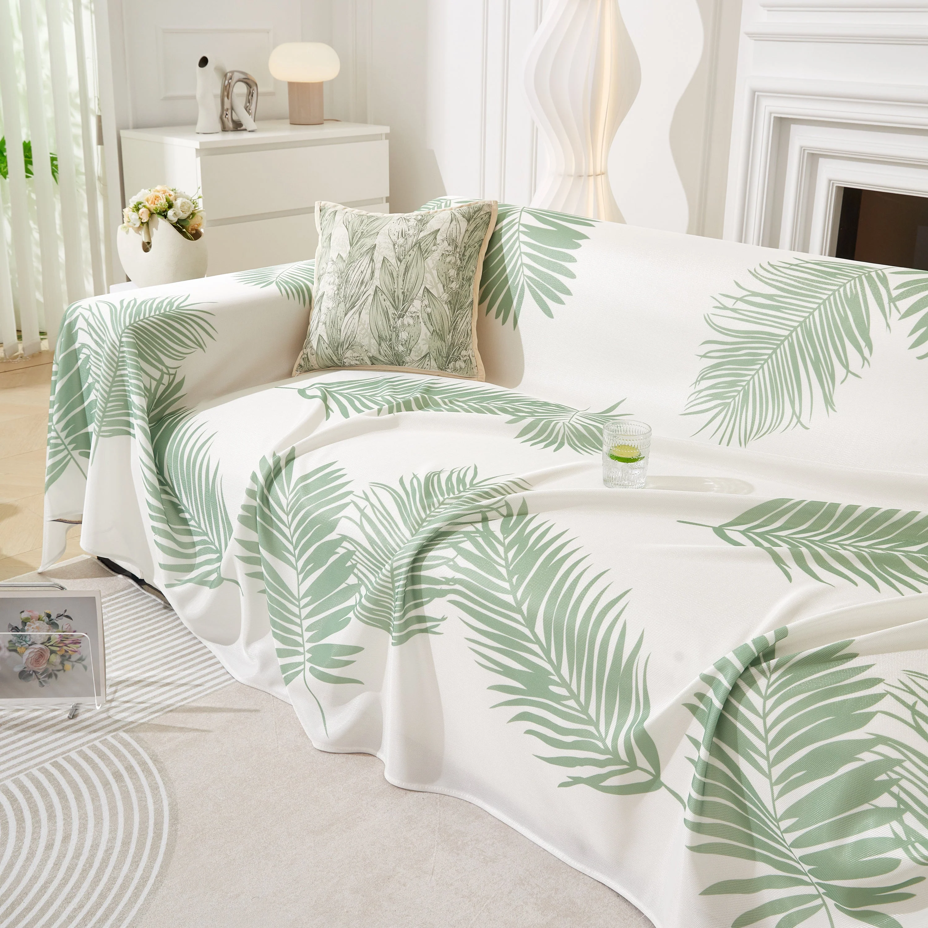 Leaf Printed Slipcover Sofa Covers, Universal Couch Throw Cover, Pets Furniture Protector for Home Decor - Image 58