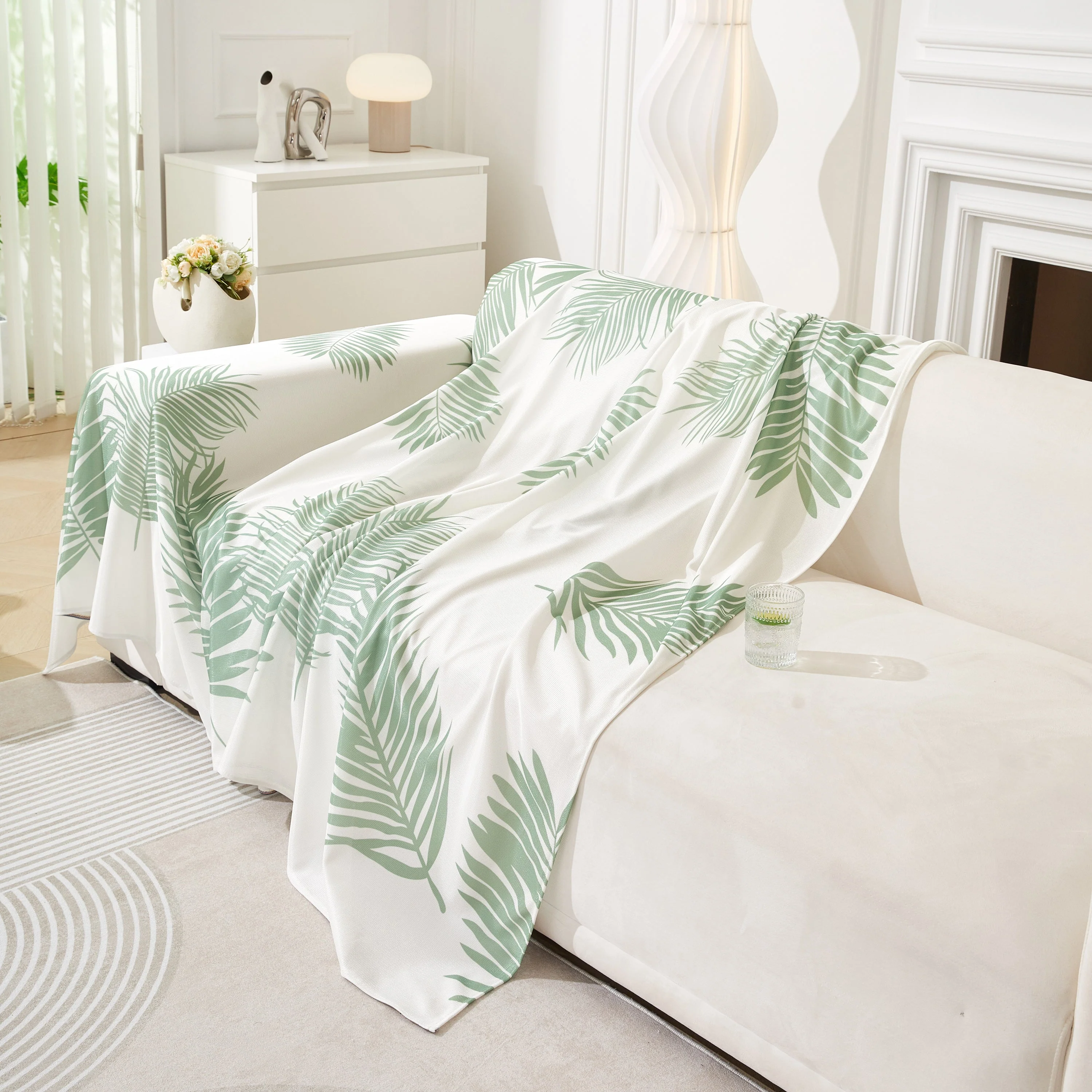 Leaf Printed Slipcover Sofa Covers, Universal Couch Throw Cover, Pets Furniture Protector for Home Decor - Image 60