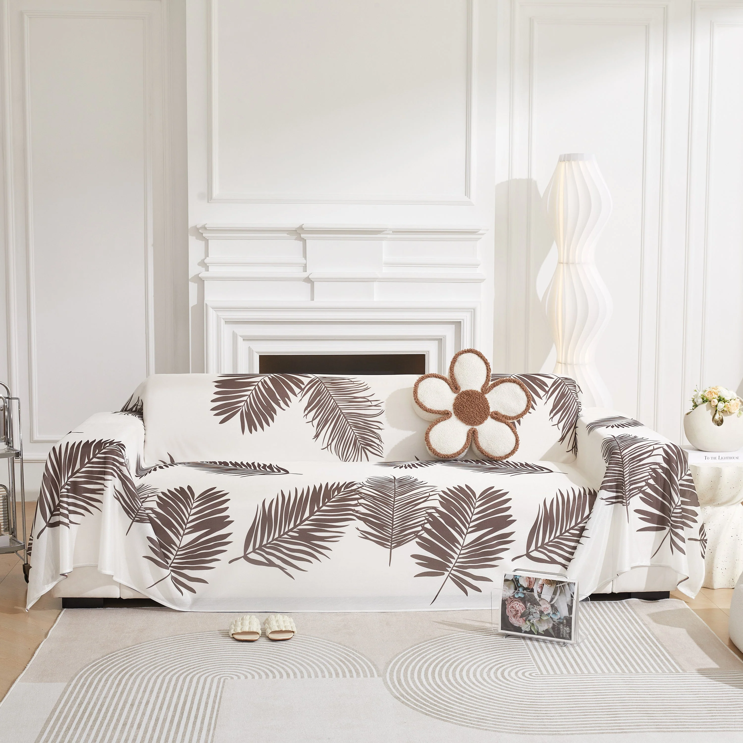 Leaf Printed Slipcover Sofa Covers, Universal Couch Throw Cover, Pets Furniture Protector for Home Decor - Image 70