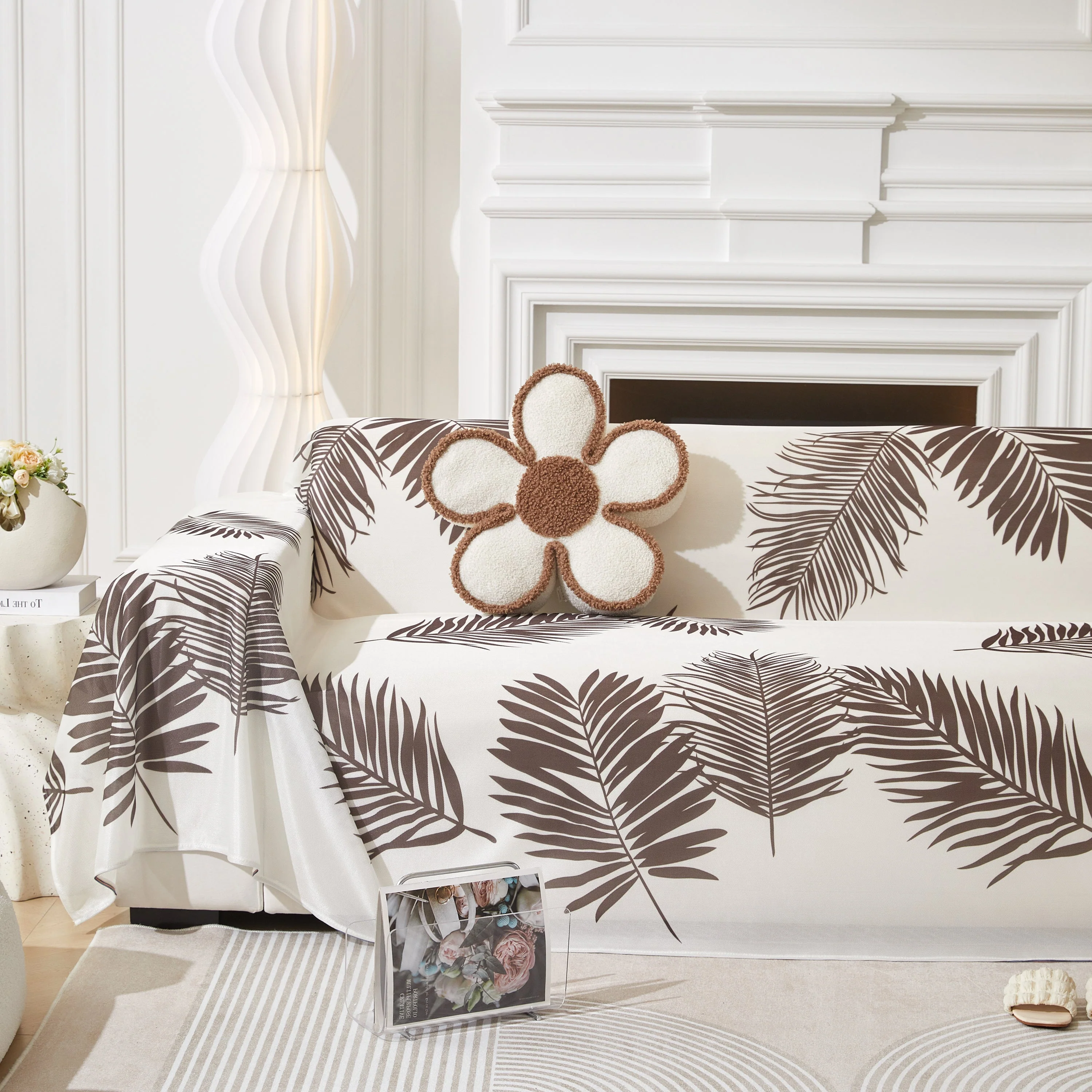 Leaf Printed Slipcover Sofa Covers, Universal Couch Throw Cover, Pets Furniture Protector for Home Decor - Image 71