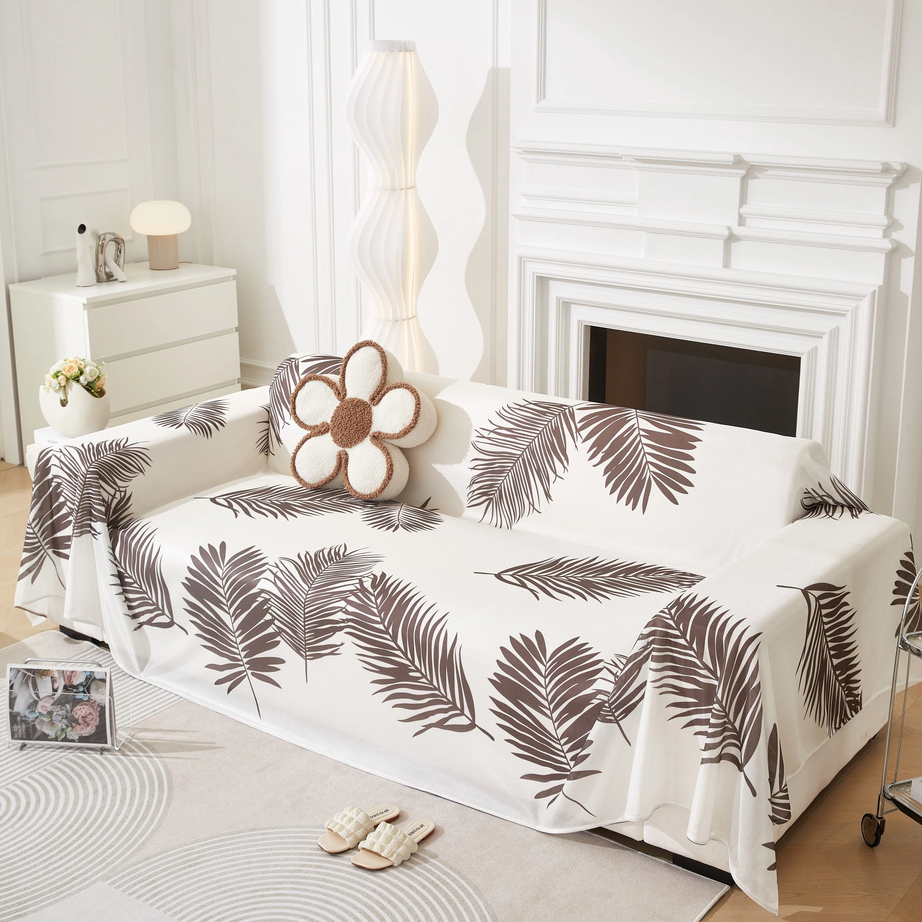 Leaf Printed Slipcover Sofa Covers, Universal Couch Throw Cover, Pets Furniture Protector for Home Decor - Image 74