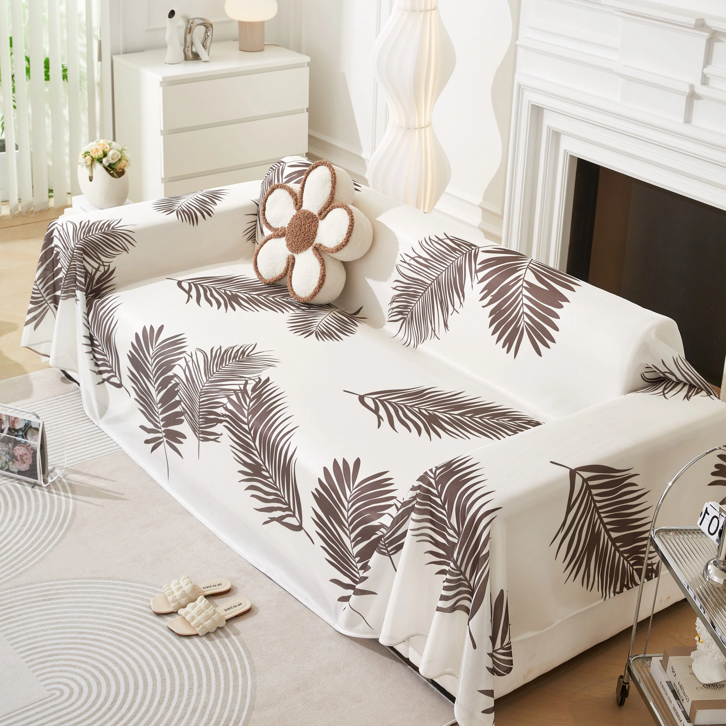 Leaf Printed Slipcover Sofa Covers, Universal Couch Throw Cover, Pets Furniture Protector for Home Decor - Image 78