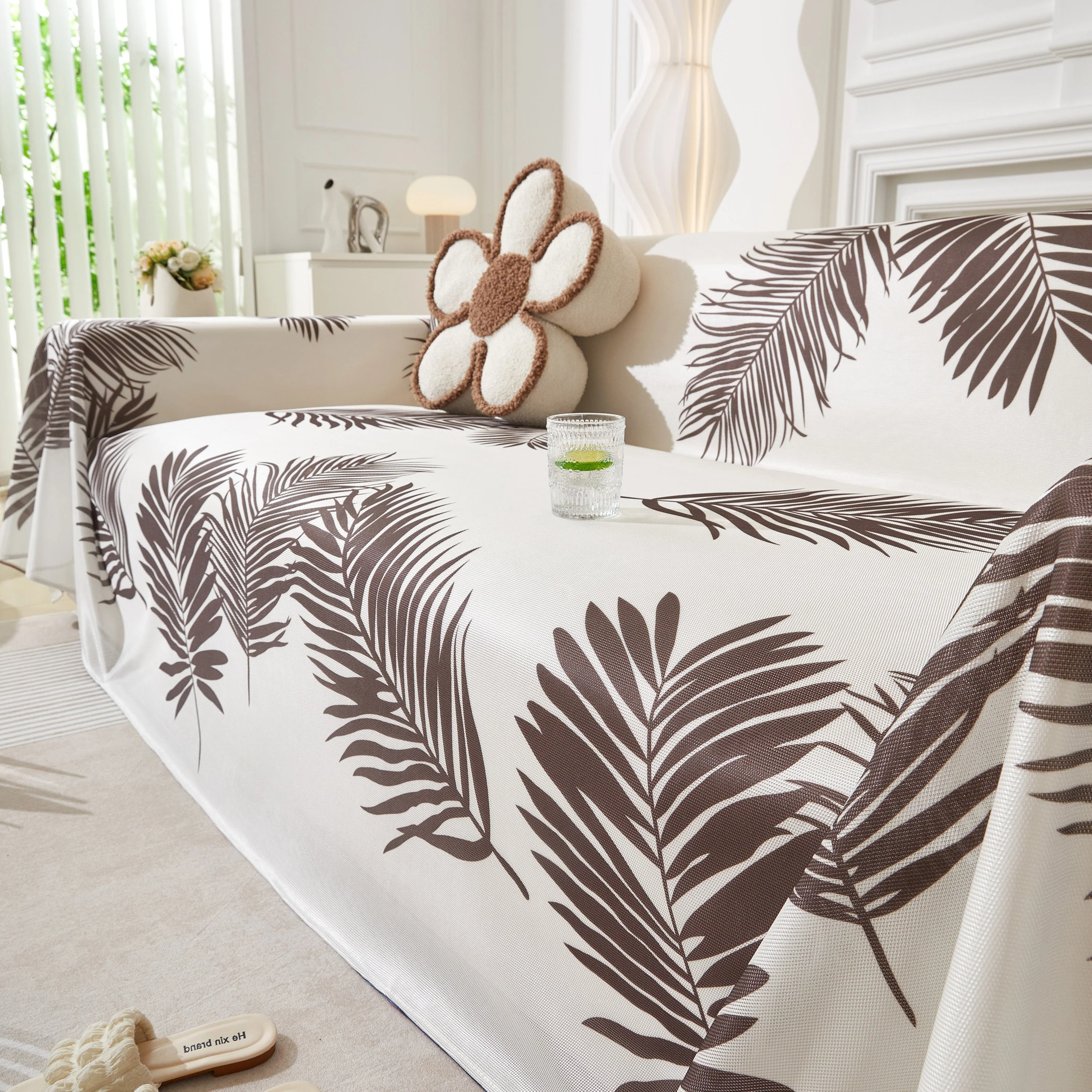 Leaf Printed Slipcover Sofa Covers, Universal Couch Throw Cover, Pets Furniture Protector for Home Decor - Image 81