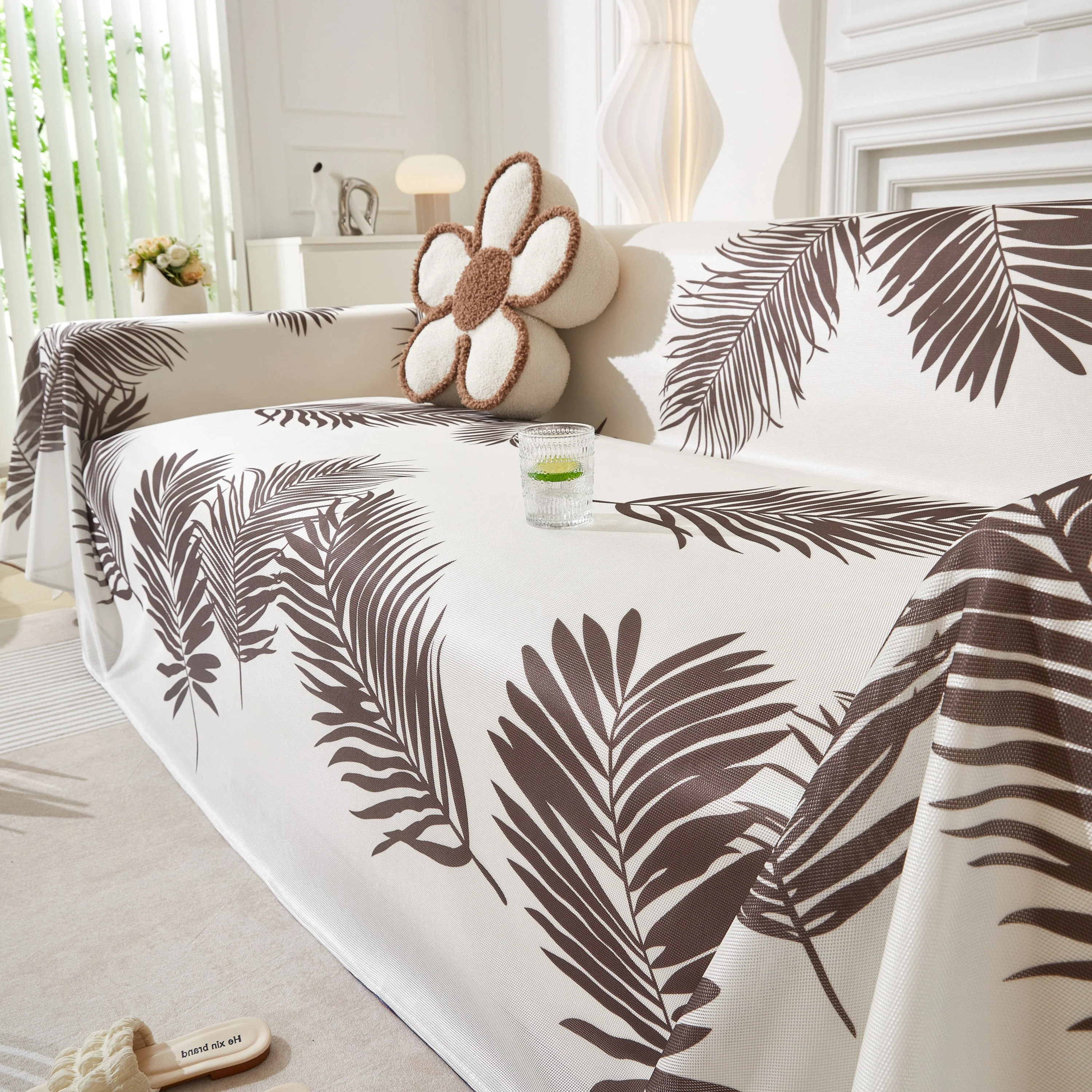 Leaf Printed Slipcover Sofa Covers, Universal Couch Throw Cover, Pets Furniture Protector for Home Decor - Image 82