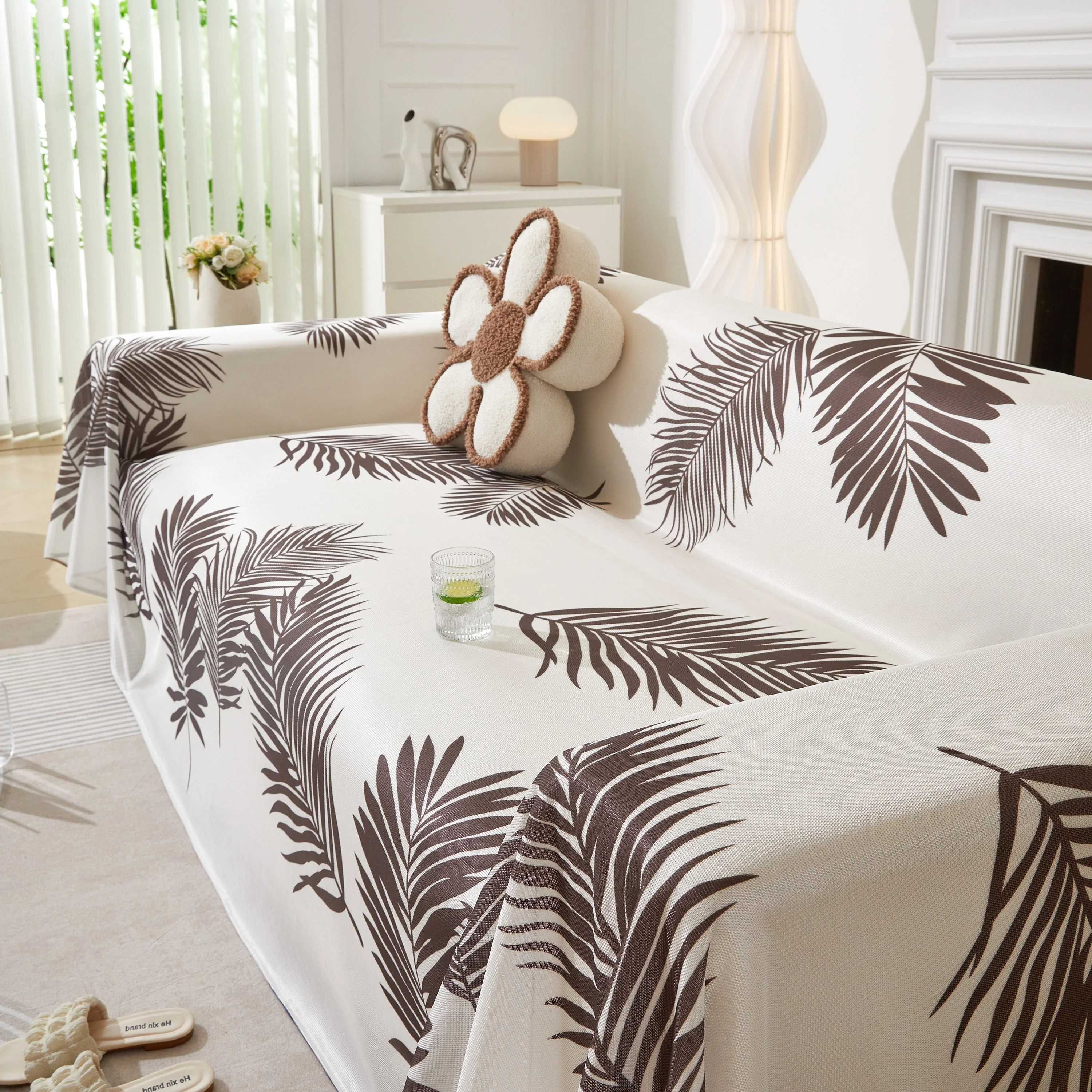 Leaf Printed Slipcover Sofa Covers, Universal Couch Throw Cover, Pets Furniture Protector for Home Decor - Image 83
