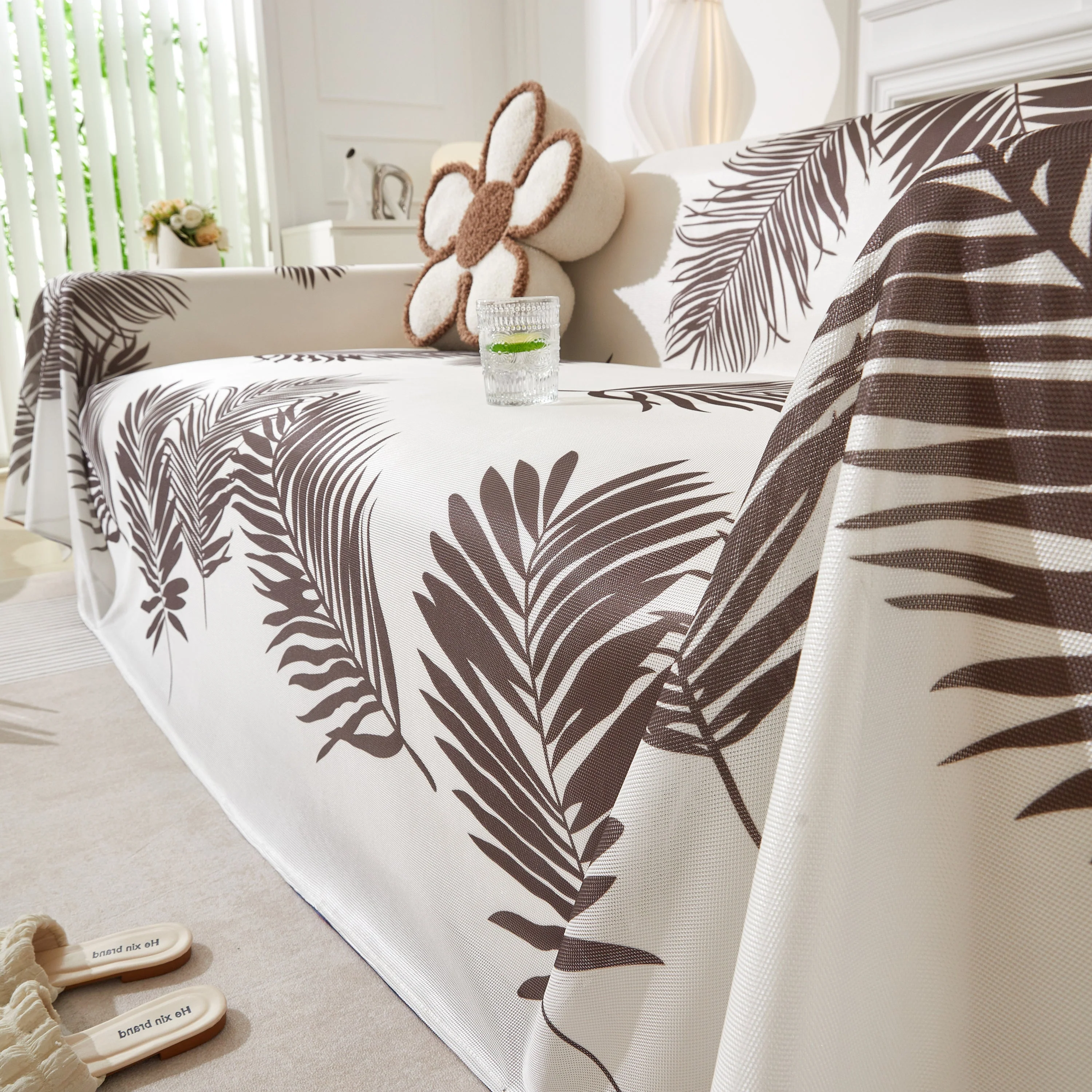 Leaf Printed Slipcover Sofa Covers, Universal Couch Throw Cover, Pets Furniture Protector for Home Decor - Image 84