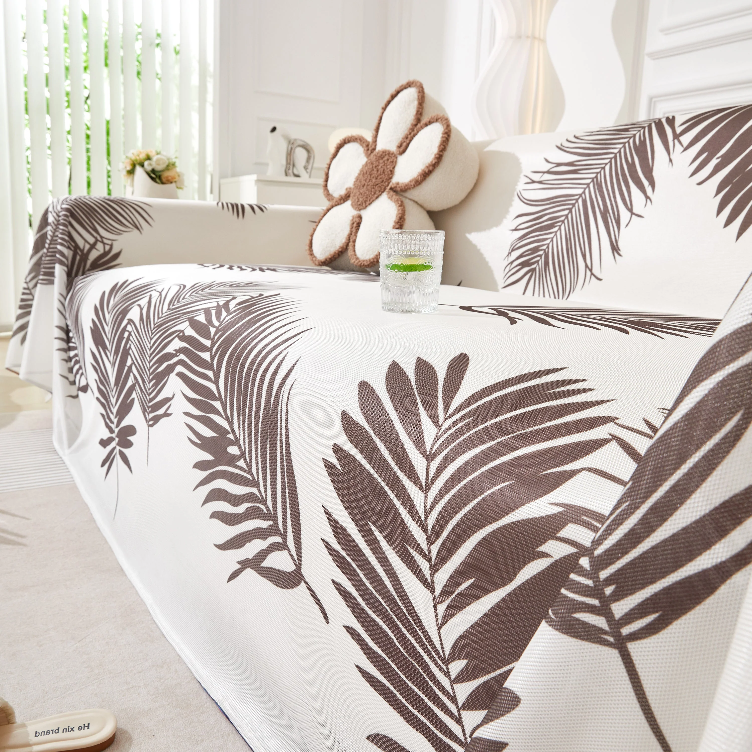 Leaf Printed Slipcover Sofa Covers, Universal Couch Throw Cover, Pets Furniture Protector for Home Decor - Image 85