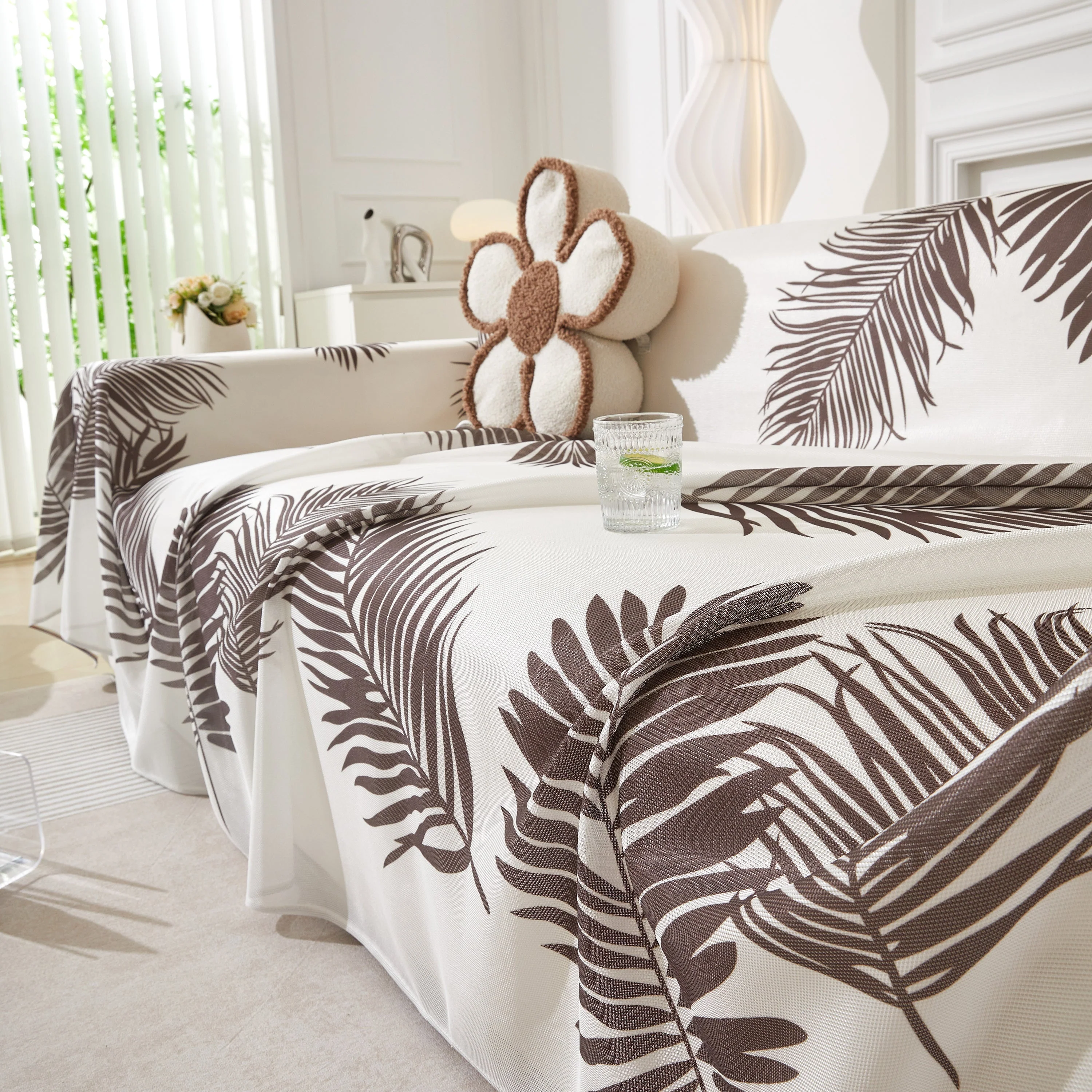 Leaf Printed Slipcover Sofa Covers, Universal Couch Throw Cover, Pets Furniture Protector for Home Decor - Image 87