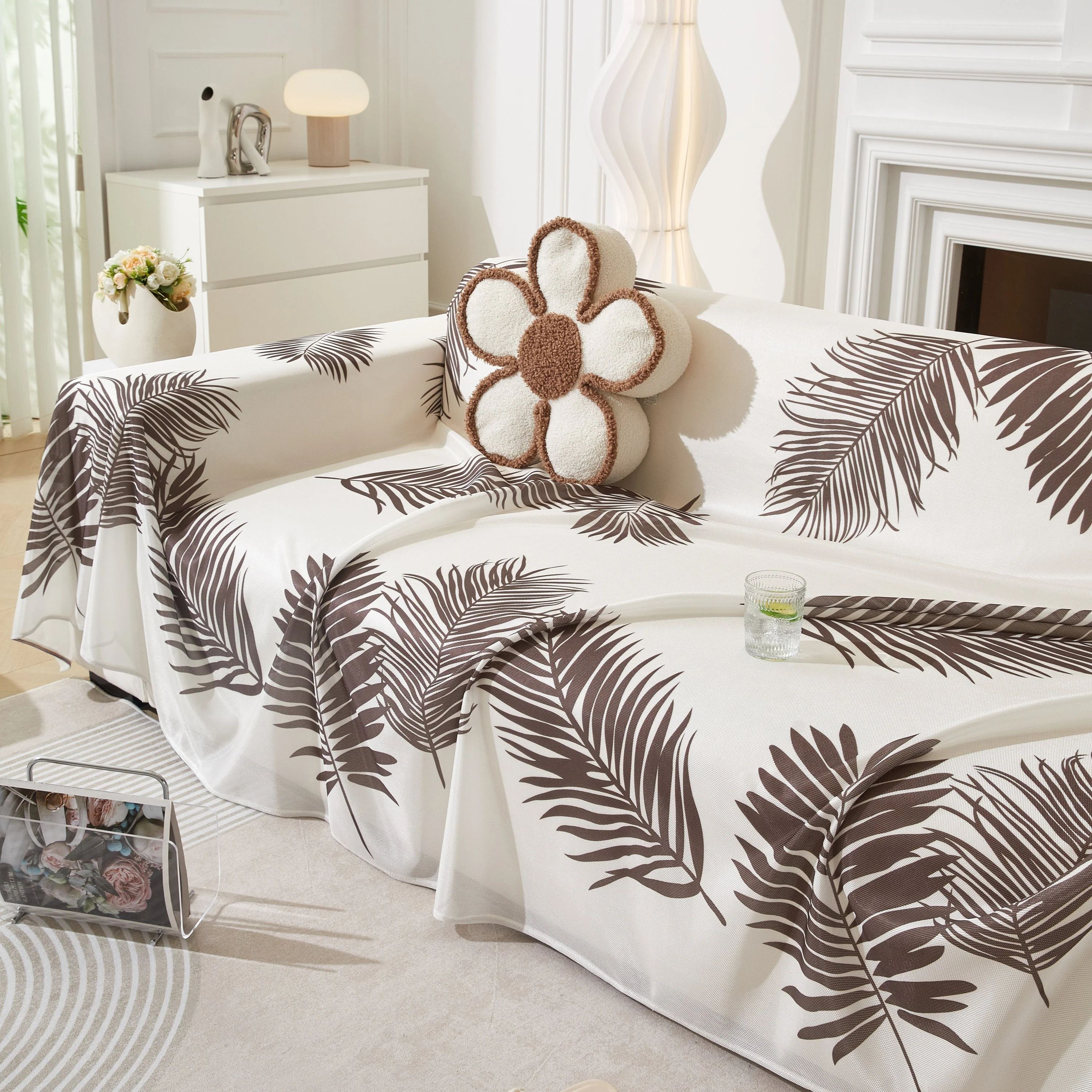 Leaf Printed Slipcover Sofa Covers, Universal Couch Throw Cover, Pets Furniture Protector for Home Decor - Image 88