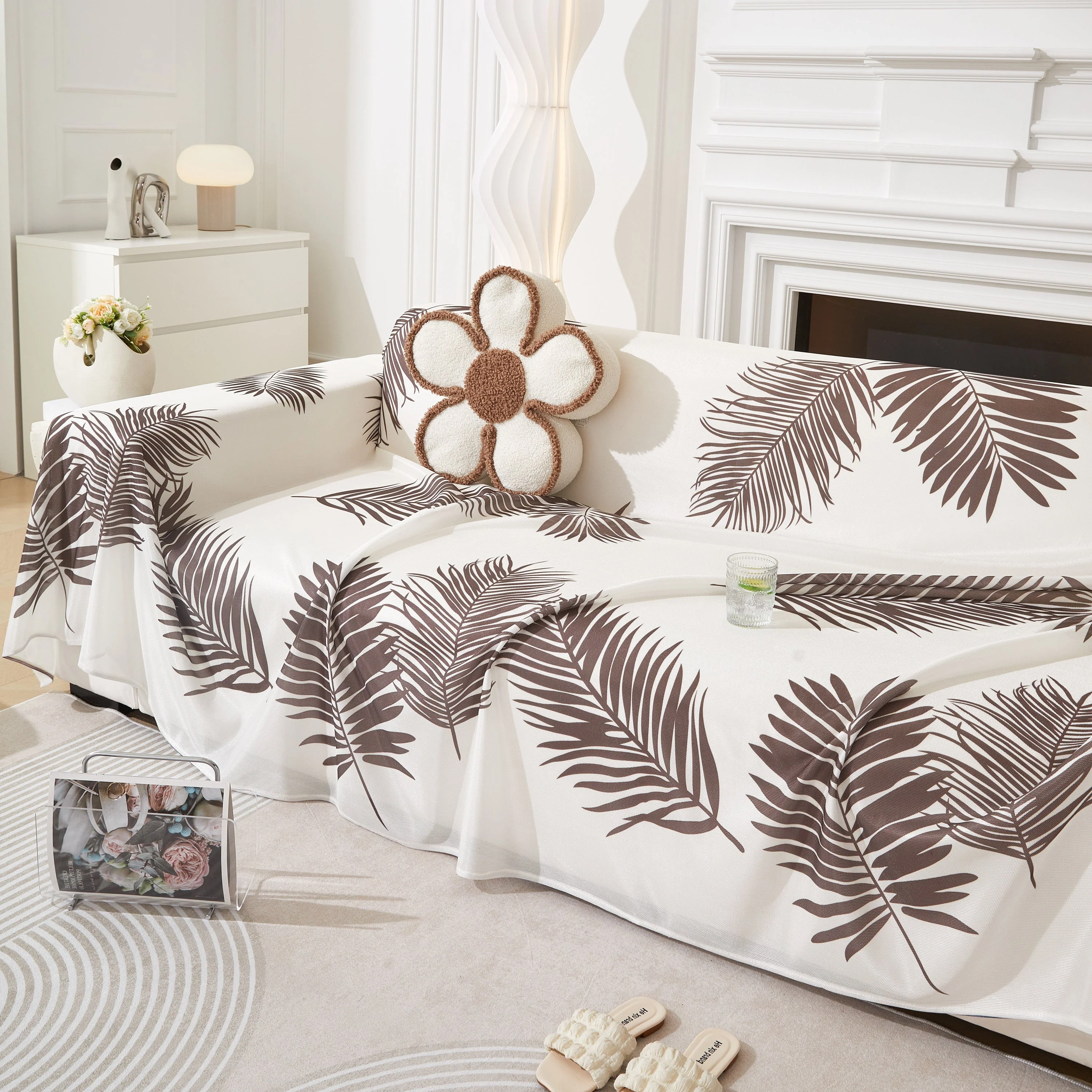 Leaf Printed Slipcover Sofa Covers, Universal Couch Throw Cover, Pets Furniture Protector for Home Decor - Image 89