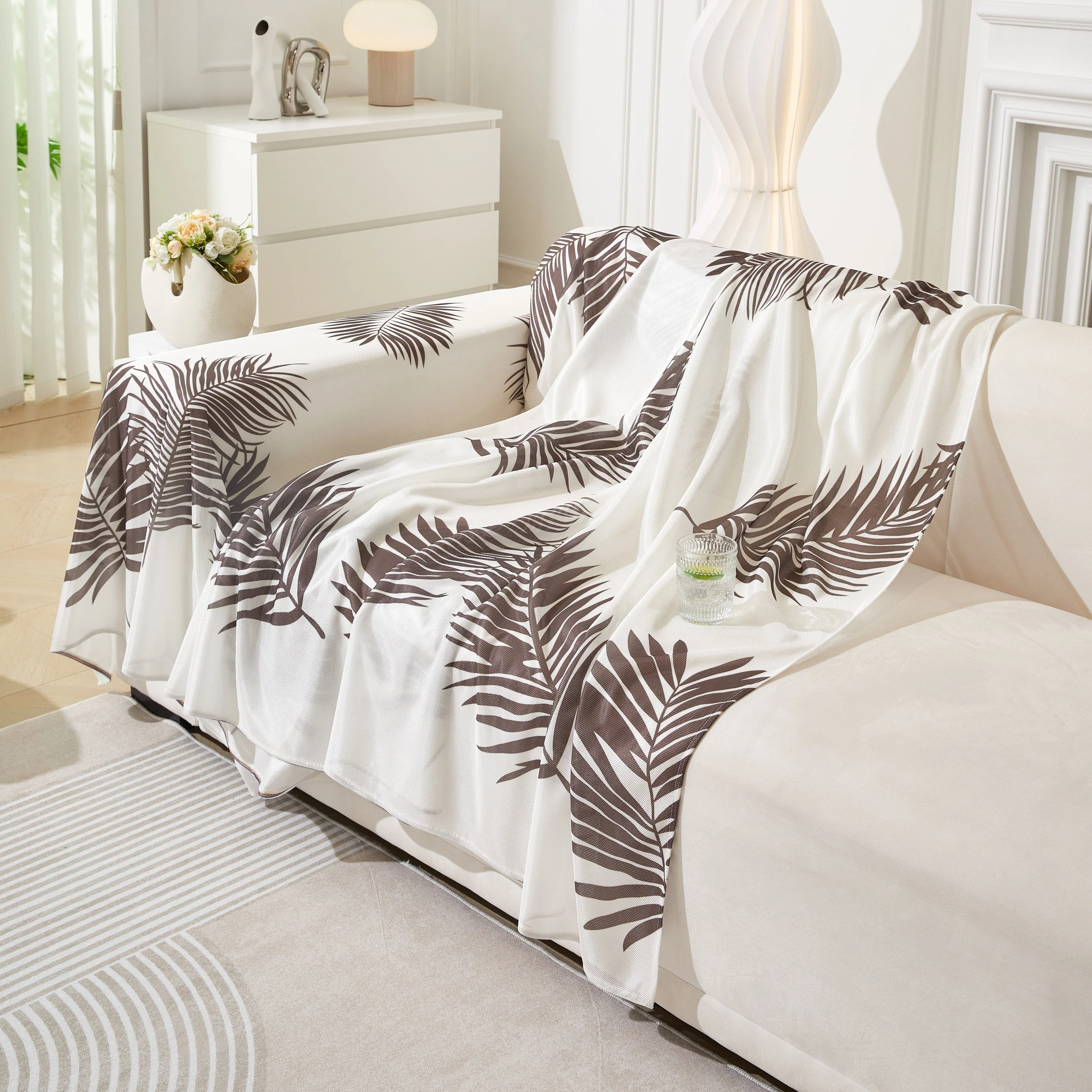 Leaf Printed Slipcover Sofa Covers, Universal Couch Throw Cover, Pets Furniture Protector for Home Decor - Image 91