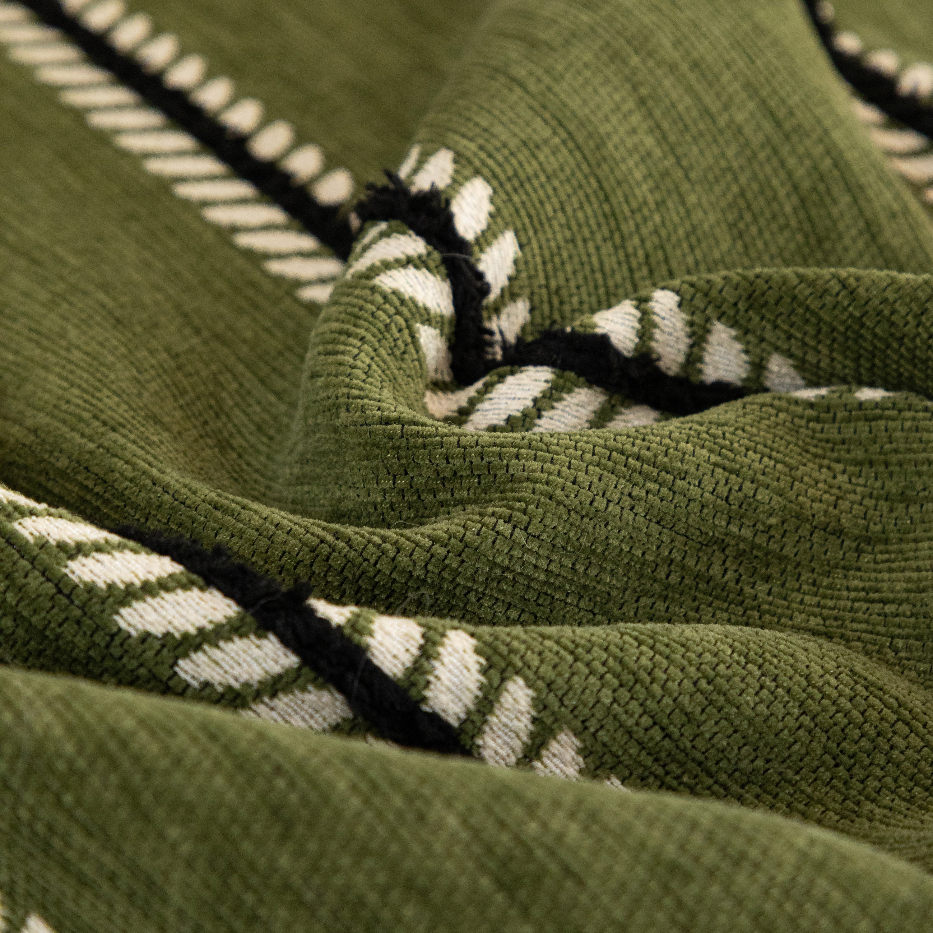 Leaf Stripe Sofa Cover with Black Sheer Skirt, Boho Soft Couch Slipcover for Pets - Image 20