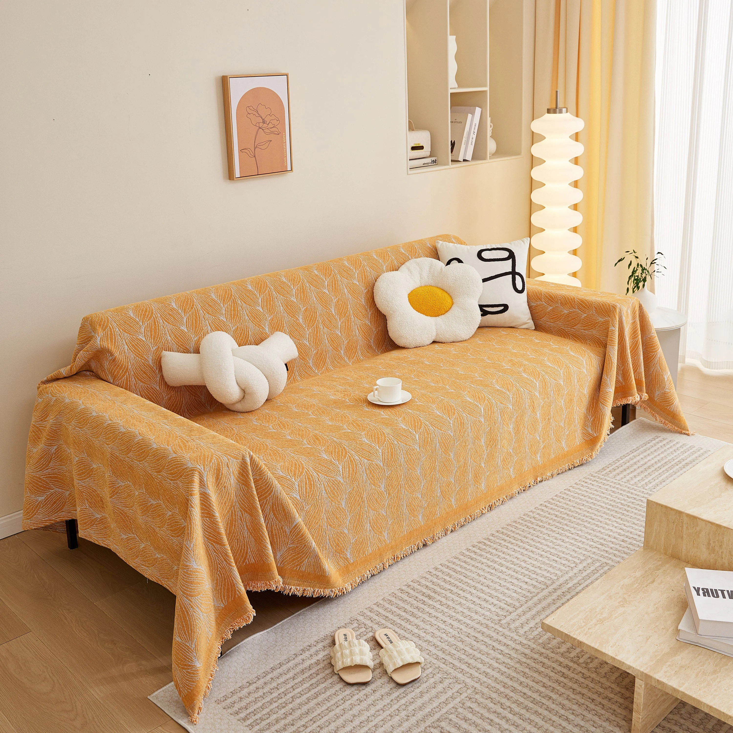 Leaf Universal Furniture Protector Chenille Couch Cover, Large Couch Cover Blanket for Couch Sofa - Image 14