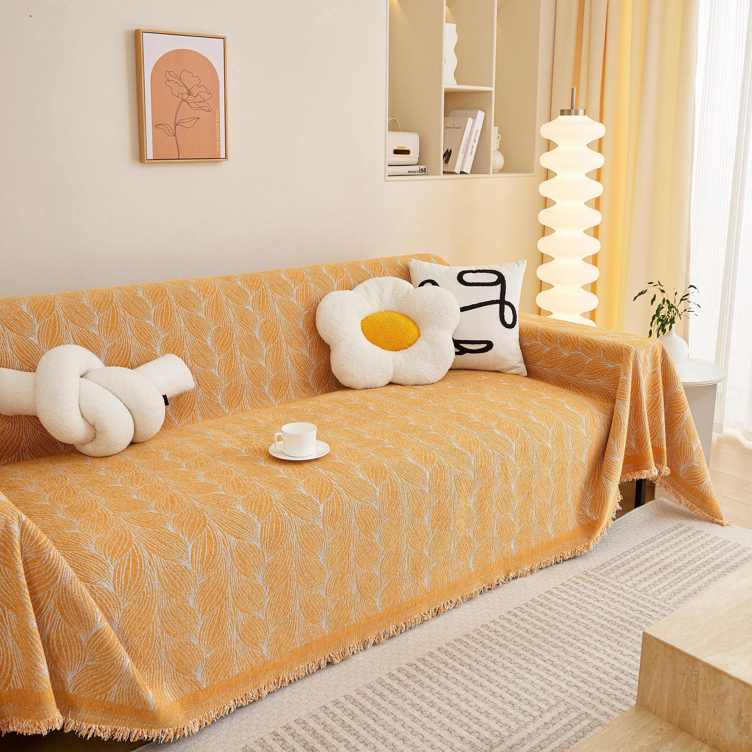 Leaf Universal Furniture Protector Chenille Couch Cover, Large Couch Cover Blanket for Couch Sofa - Image 15