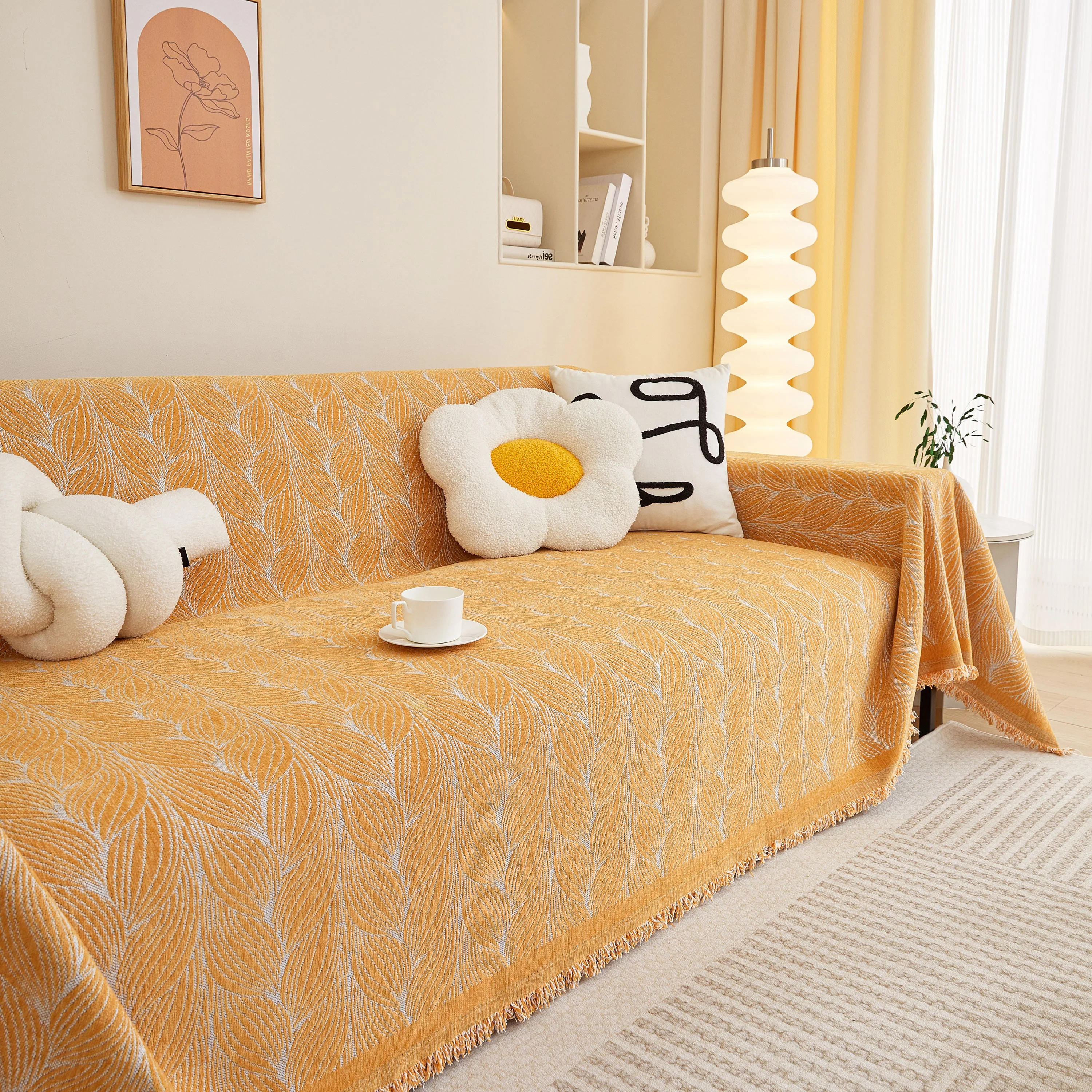 Leaf Universal Furniture Protector Chenille Couch Cover, Large Couch Cover Blanket for Couch Sofa - Image 17