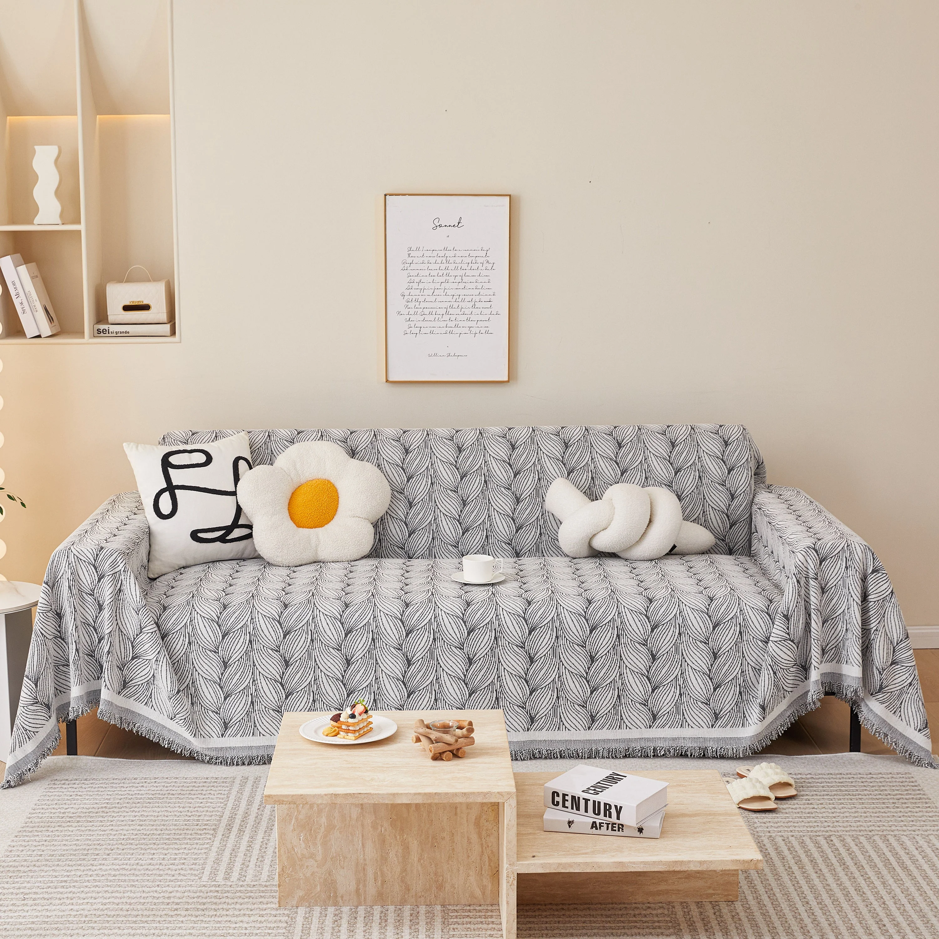 Leaf Universal Furniture Protector Chenille Couch Cover, Large Couch Cover Blanket for Couch Sofa - Image 22