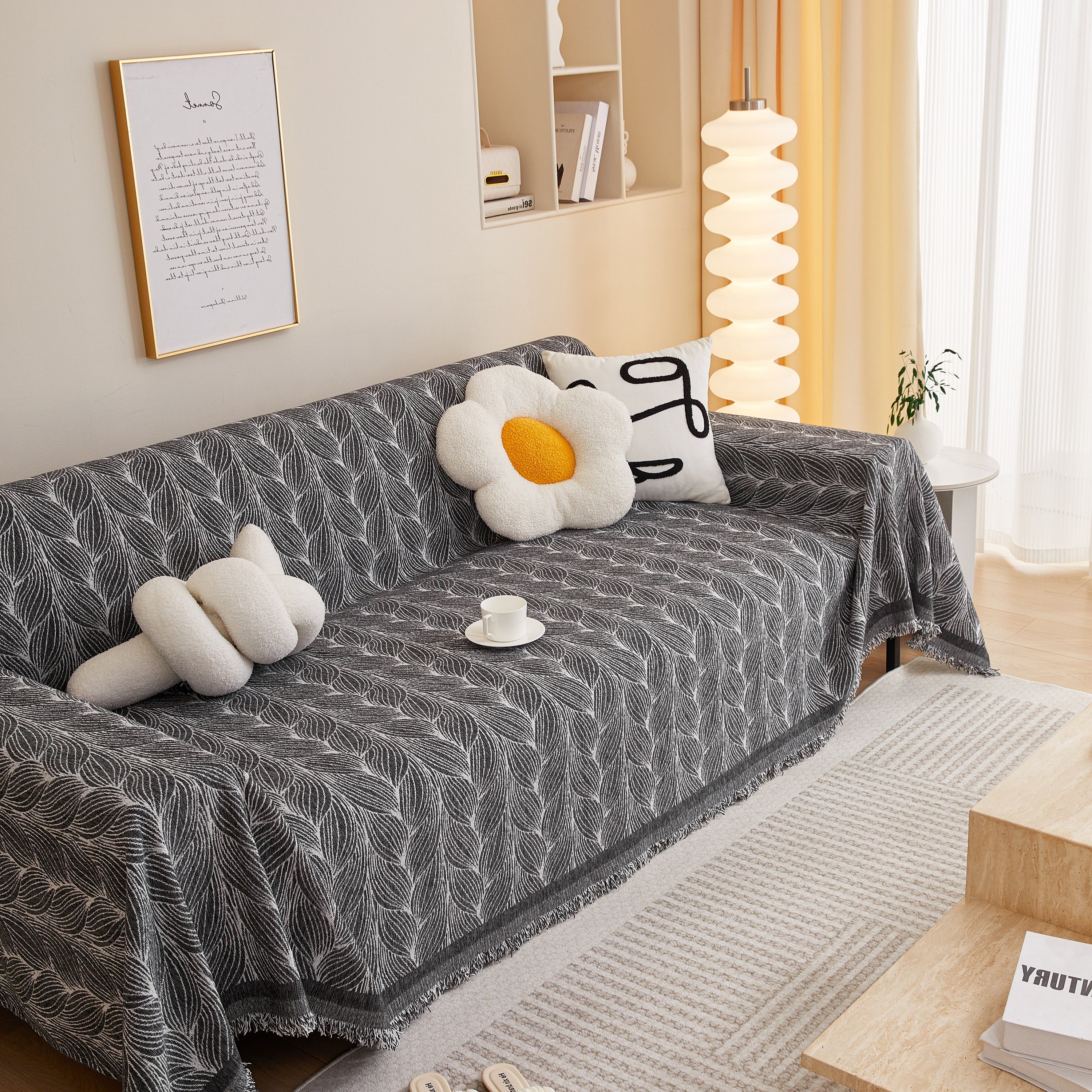 Leaf Universal Furniture Protector Chenille Couch Cover, Large Couch Cover Blanket for Couch Sofa - Image 46