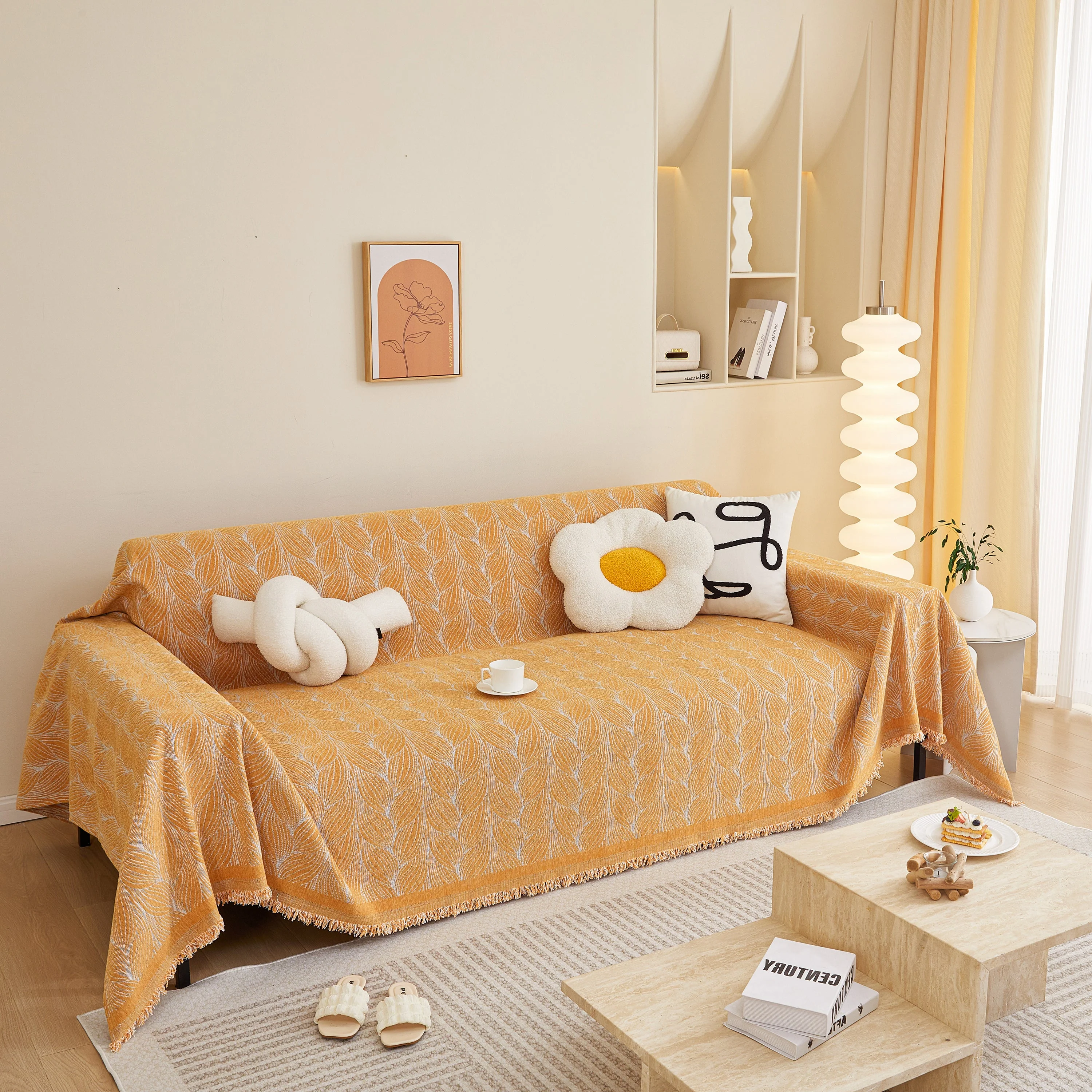 Leaf Universal Furniture Protector Chenille Couch Cover, Large Couch Cover Blanket for Couch Sofa - Image 8