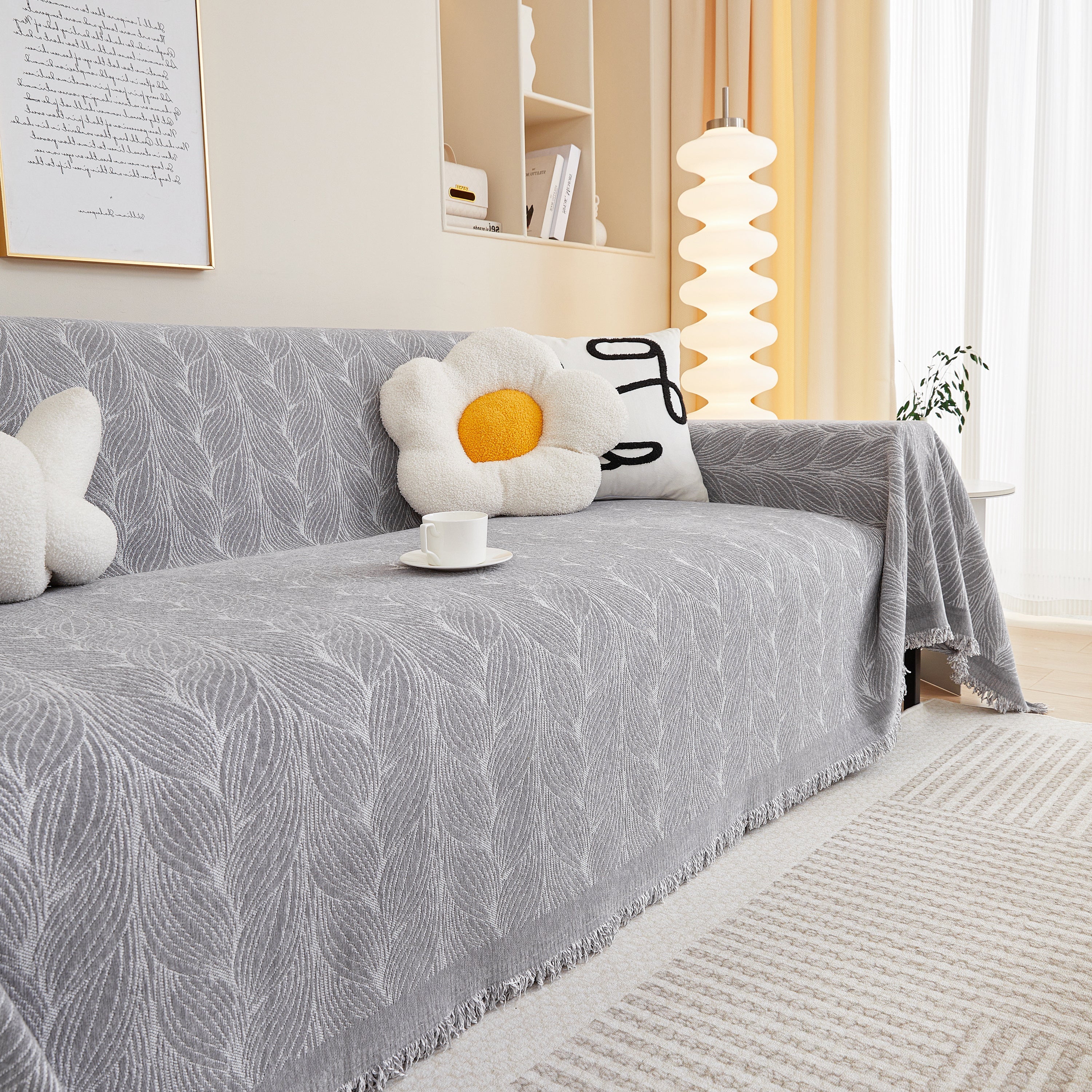 Leaf Universal Furniture Protector Chenille Couch Cover, Large Couch Cover Blanket for Couch Sofa - Image 86