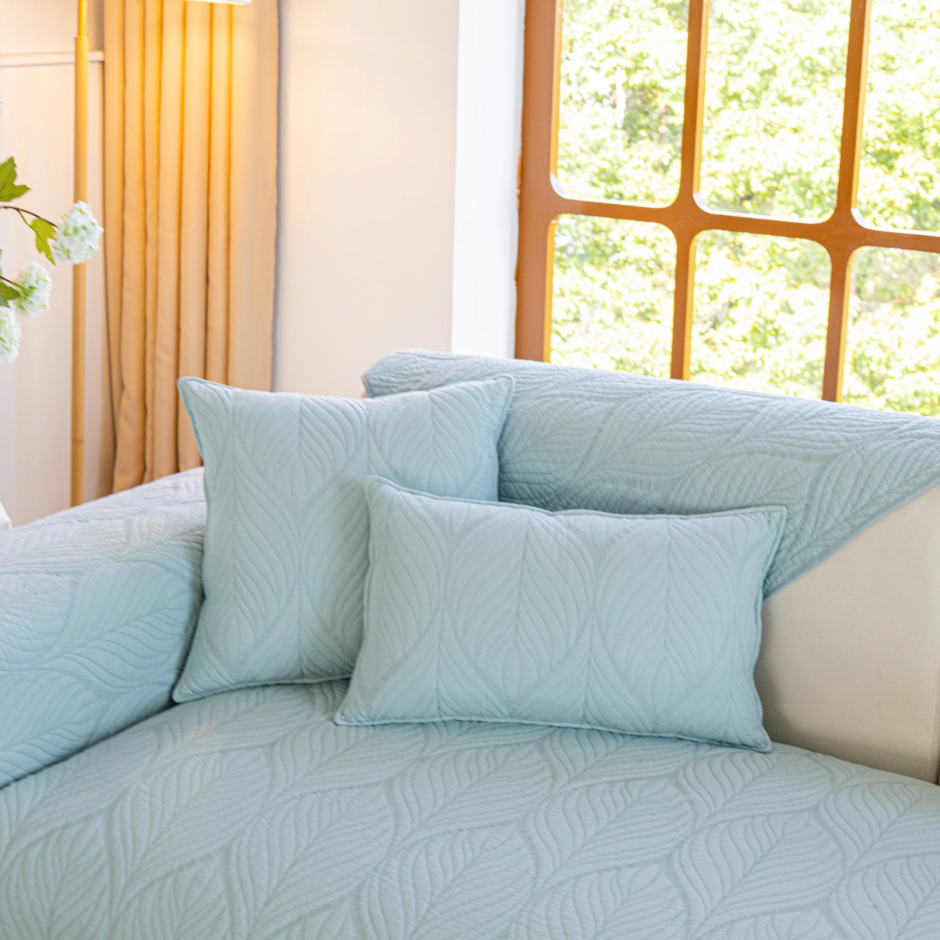 Leaf Vein Textured Cotton Quilted Sofa Slipcover, Non-Slip Modular Couch Covers - Image 70