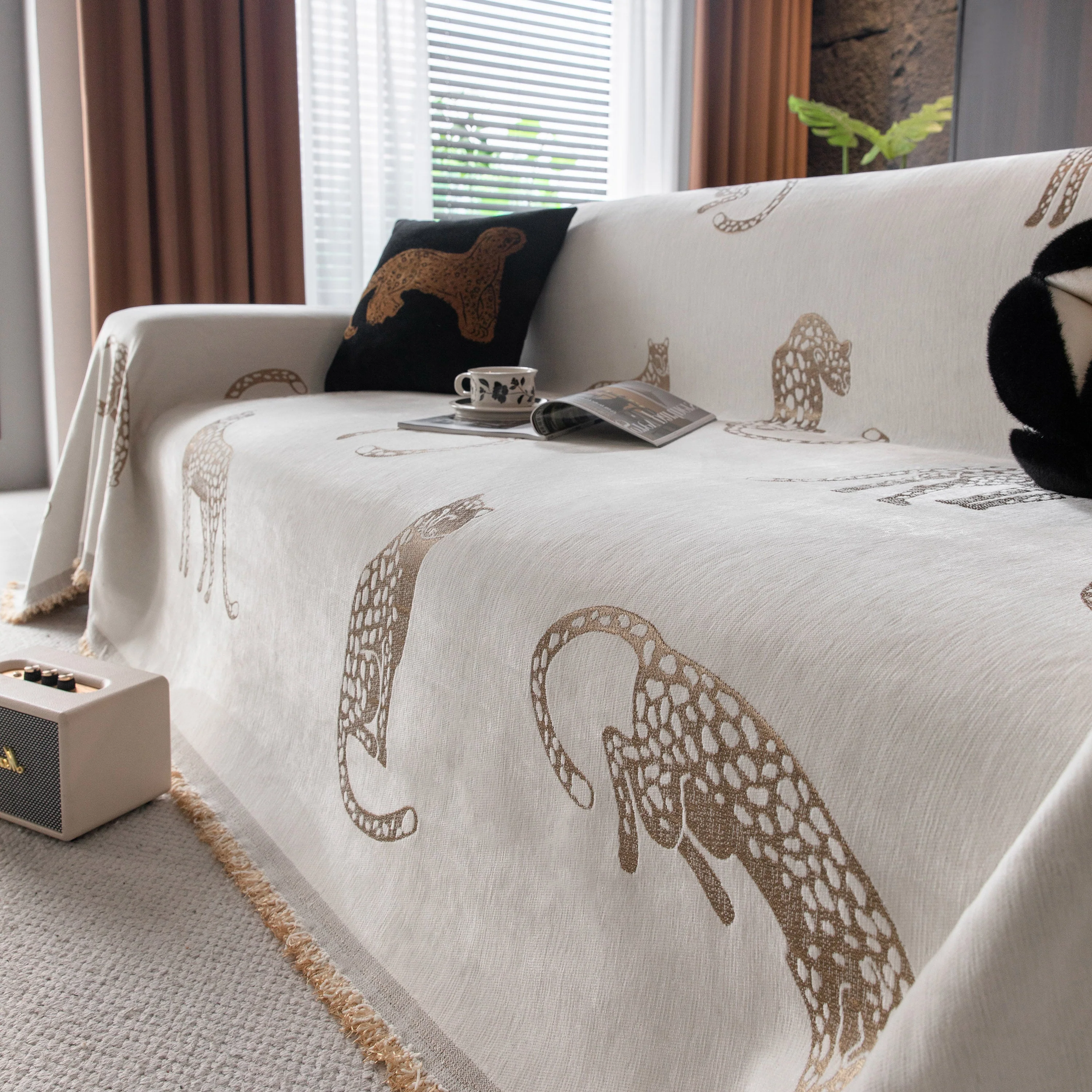 Leopard Sofa Cover Blanket Stylish Furniture Protector Throw for Couches & Loveseats - Image 105