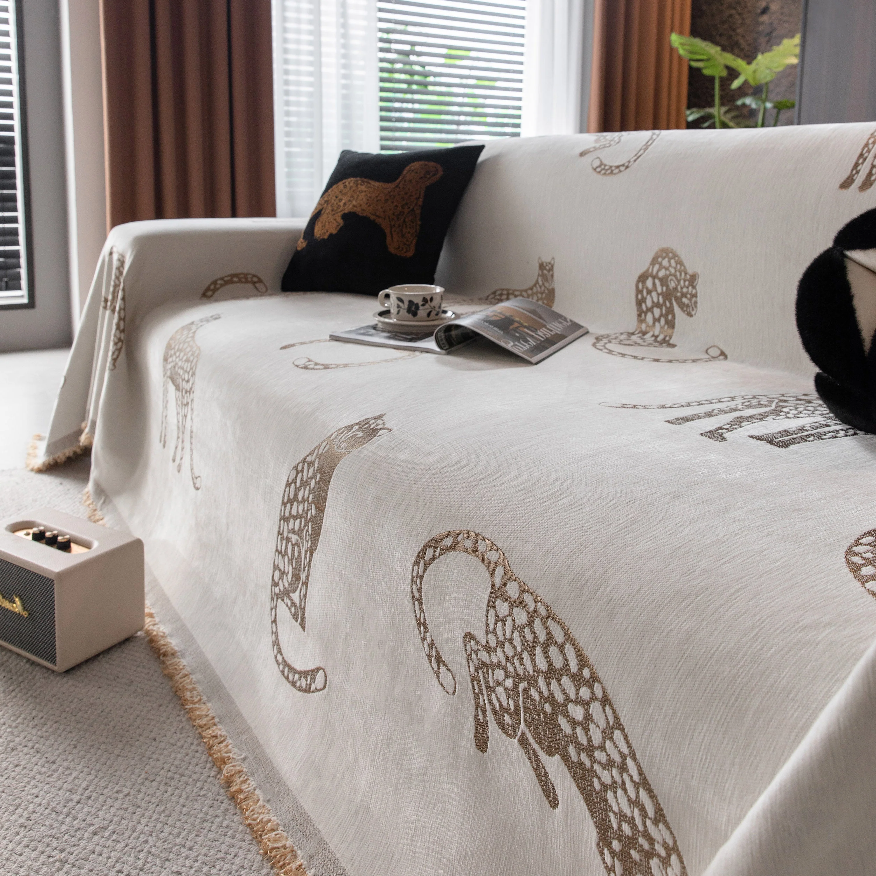Leopard Sofa Cover Blanket Stylish Furniture Protector Throw for Couches & Loveseats - Image 106