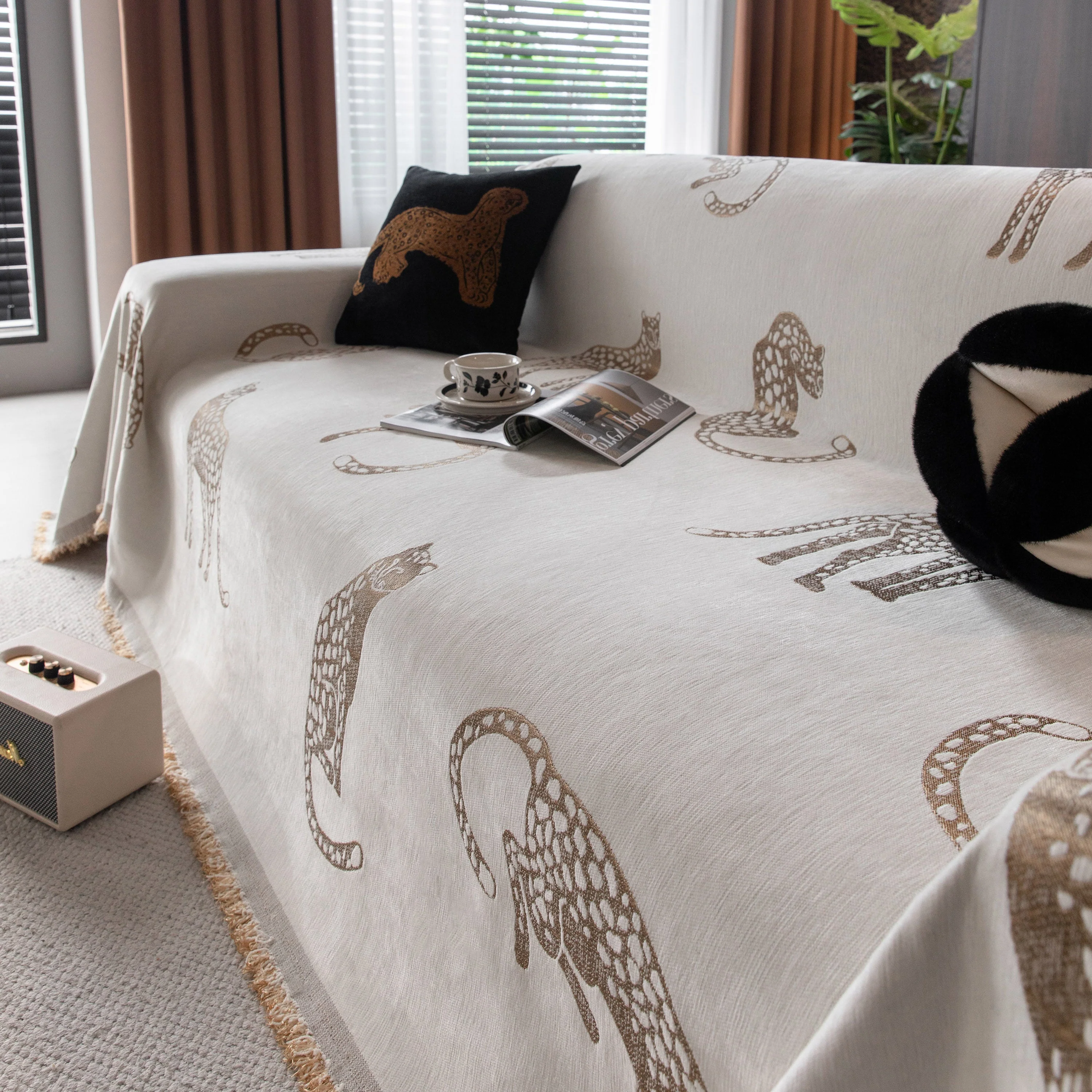Leopard Sofa Cover Blanket Stylish Furniture Protector Throw for Couches & Loveseats - Image 109