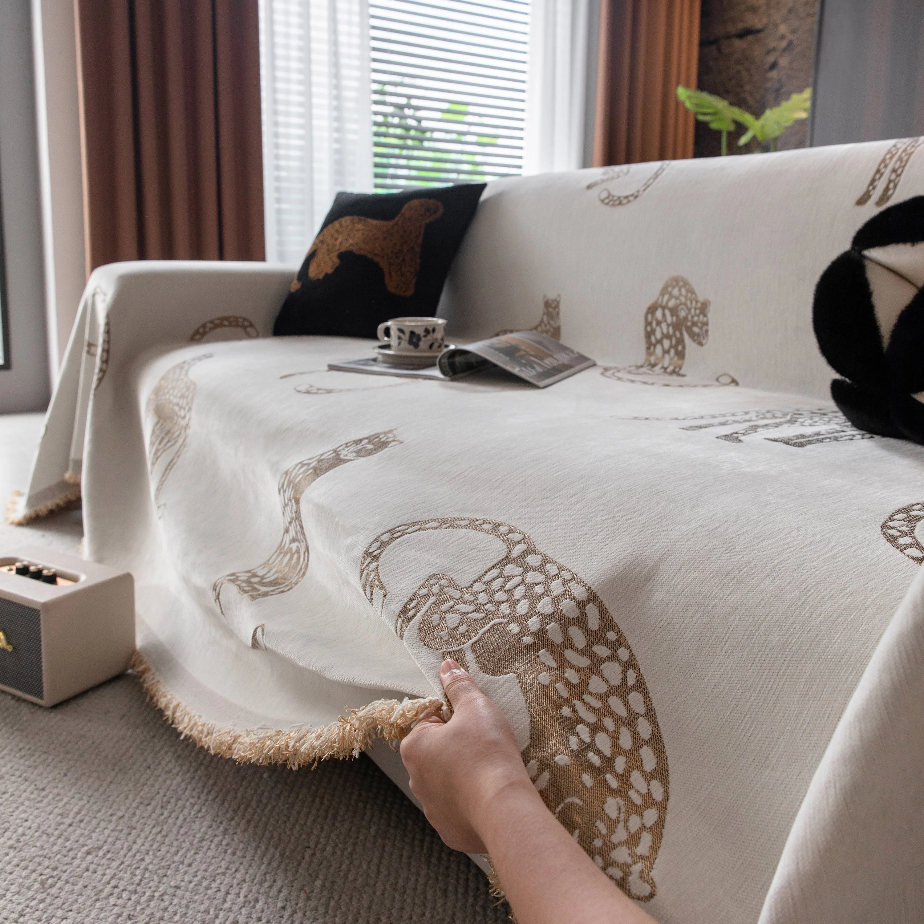 Leopard Sofa Cover Blanket Stylish Furniture Protector Throw for Couches & Loveseats - Image 112
