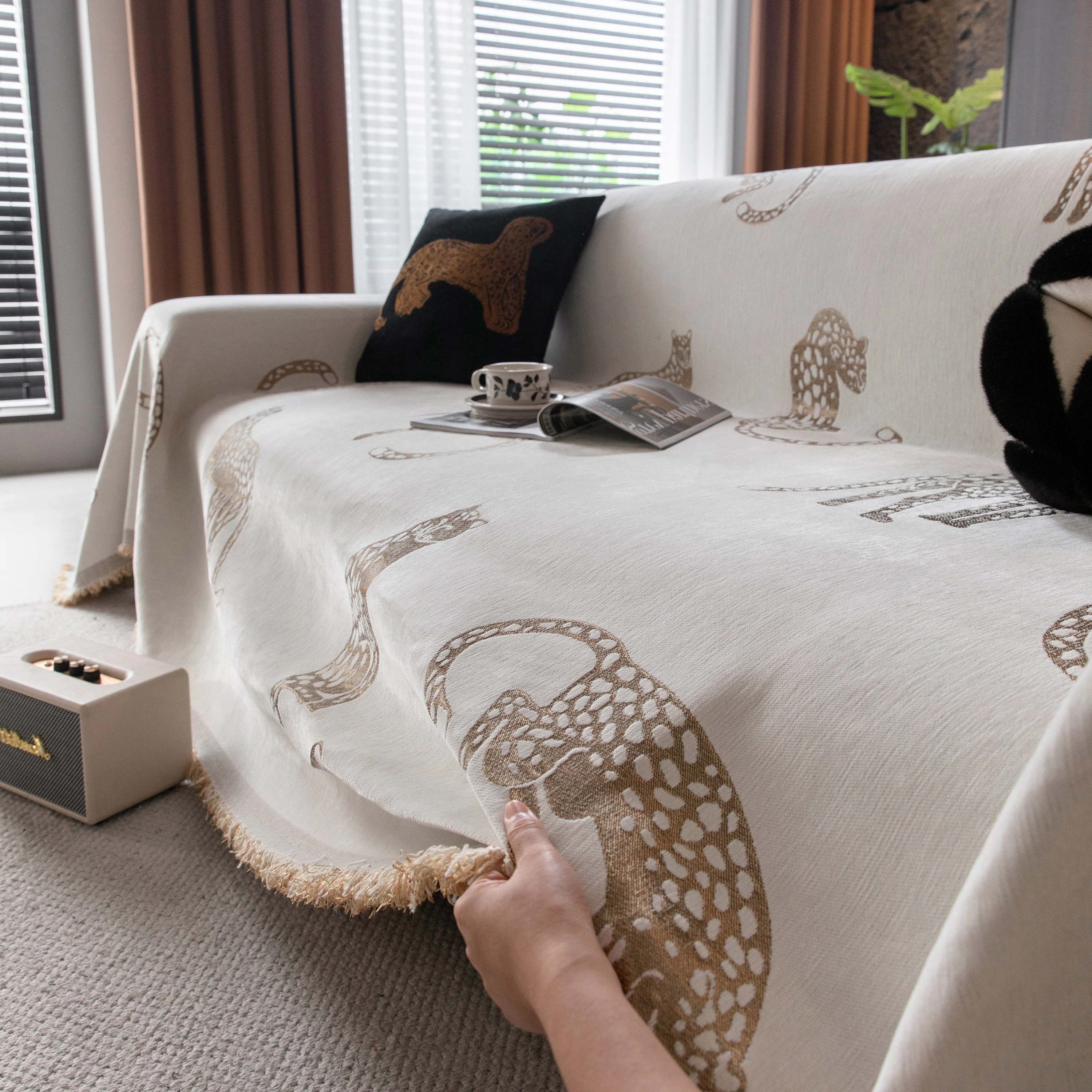 Leopard Sofa Cover Blanket Stylish Furniture Protector Throw for Couches & Loveseats - Image 113