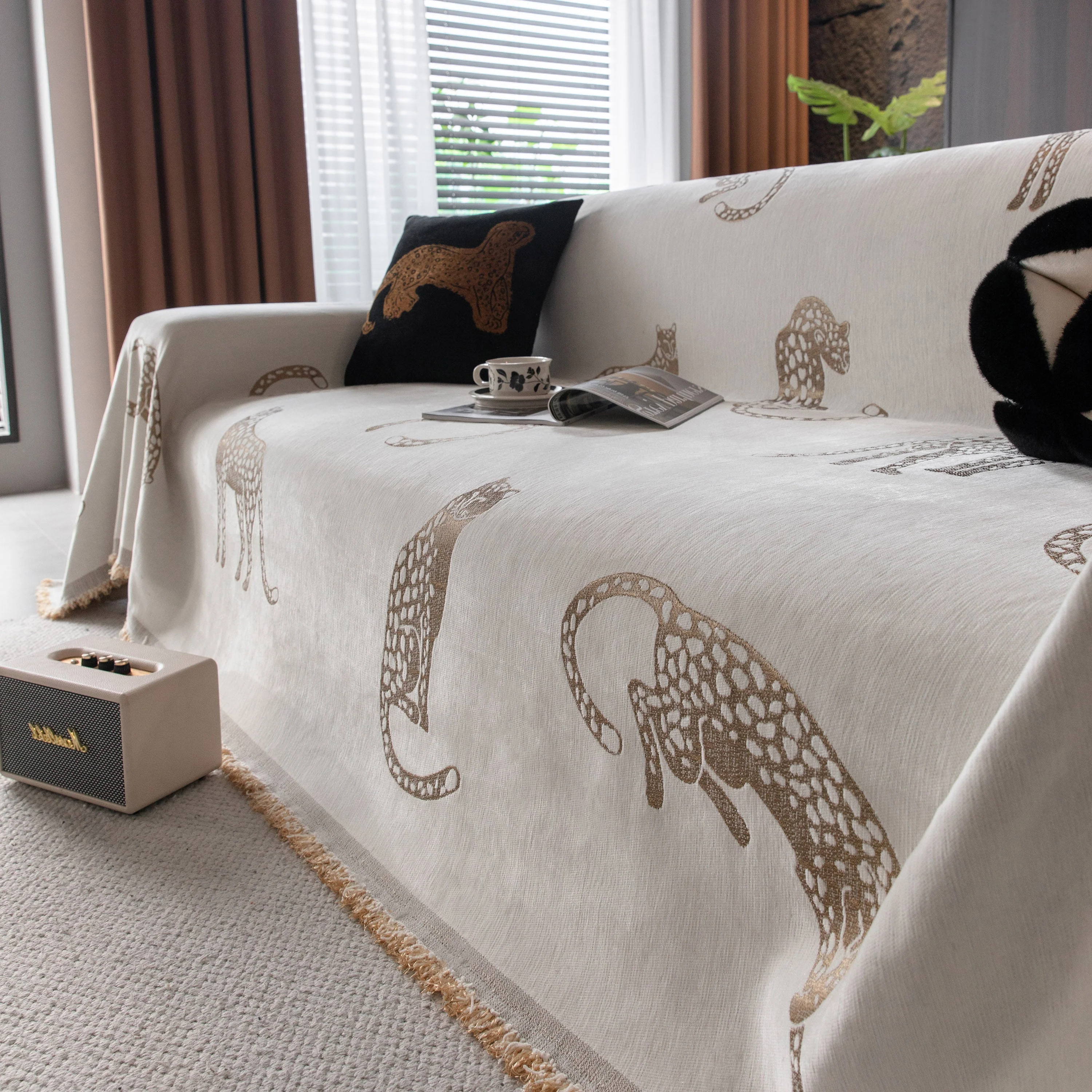 Leopard Sofa Cover Blanket Stylish Furniture Protector Throw for Couches & Loveseats - Image 119