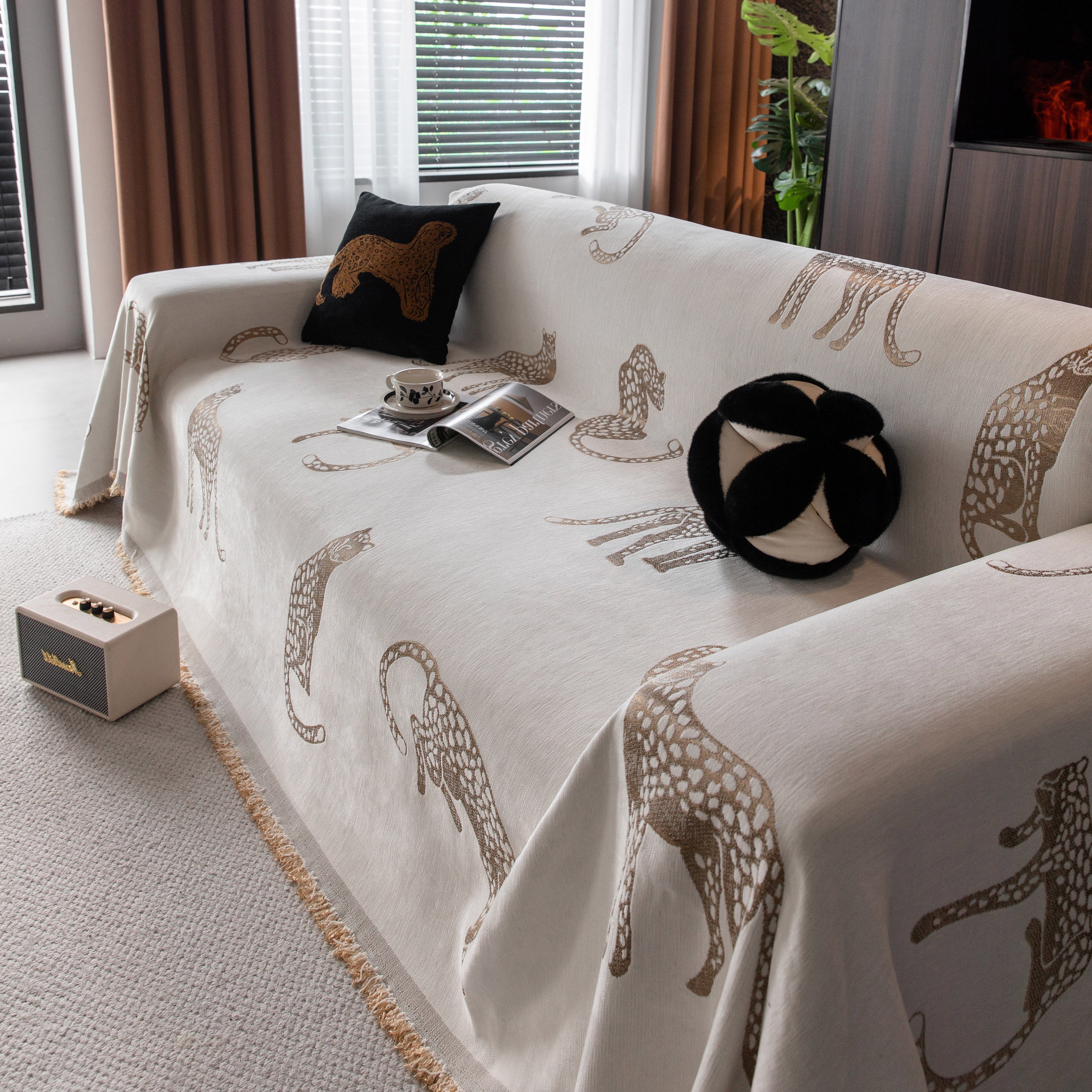 Leopard Sofa Cover Blanket Stylish Furniture Protector Throw for Couches & Loveseats - Image 122