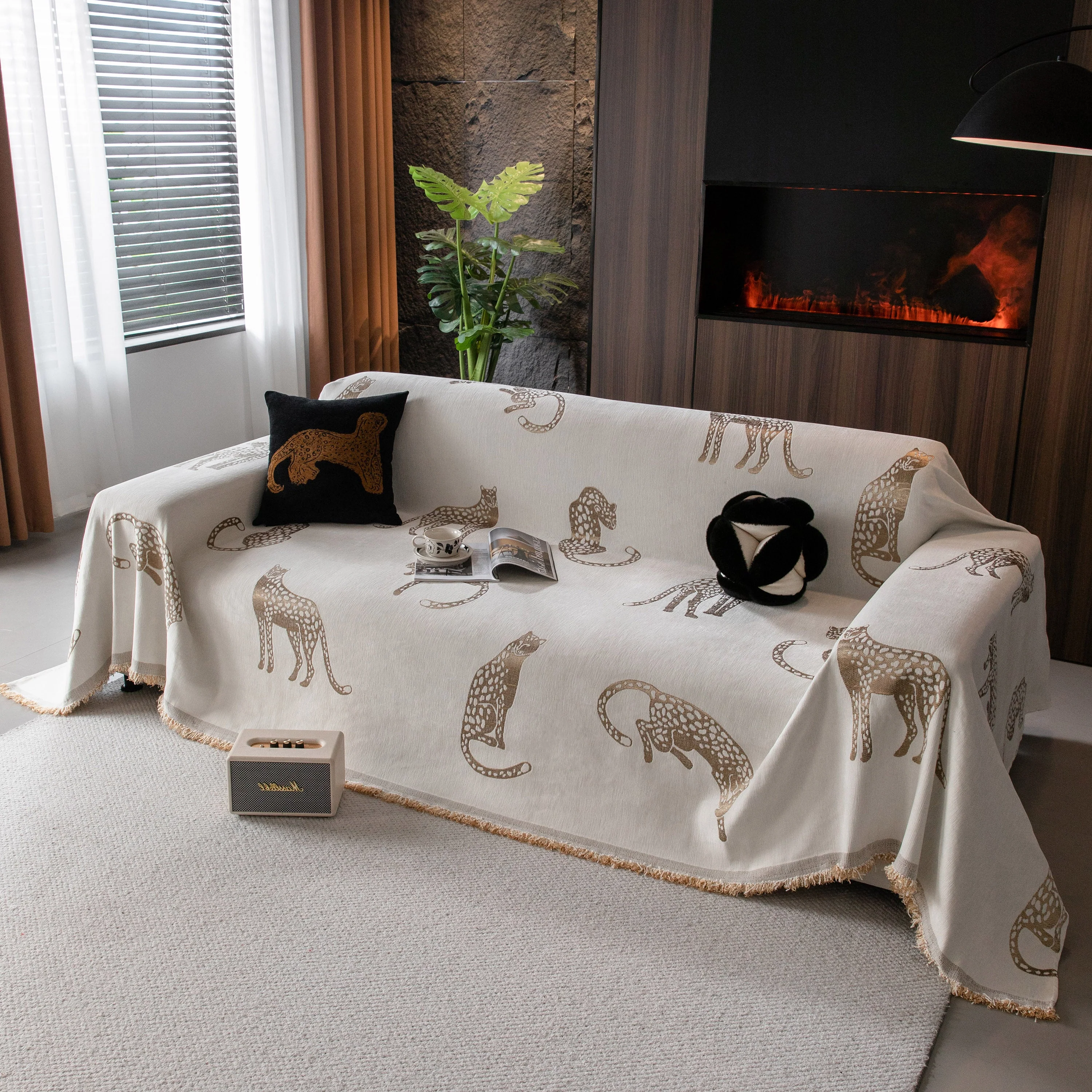 Leopard Sofa Cover Blanket Stylish Furniture Protector Throw for Couches & Loveseats - Image 123