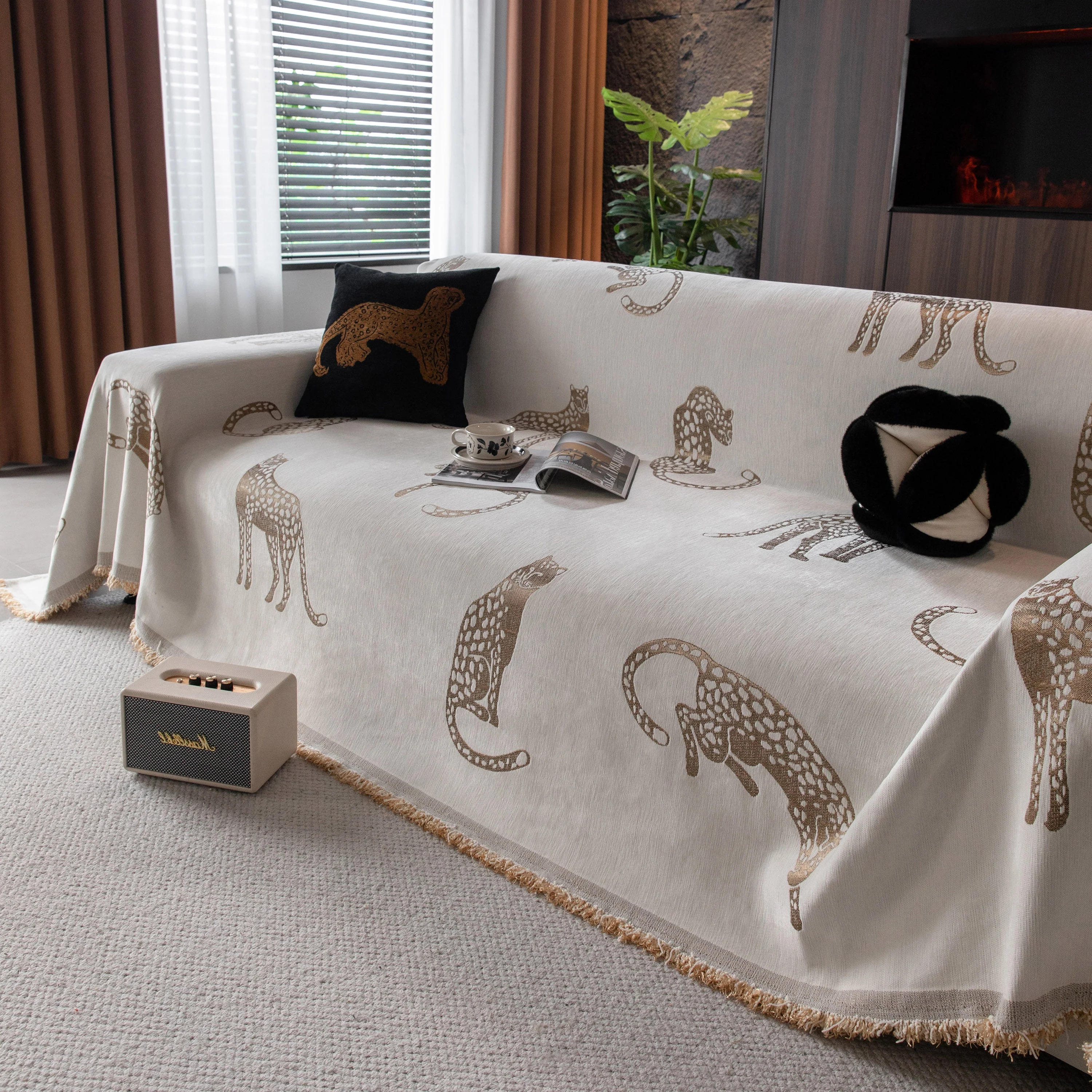 Leopard Sofa Cover Blanket Stylish Furniture Protector Throw for Couches & Loveseats - Image 125