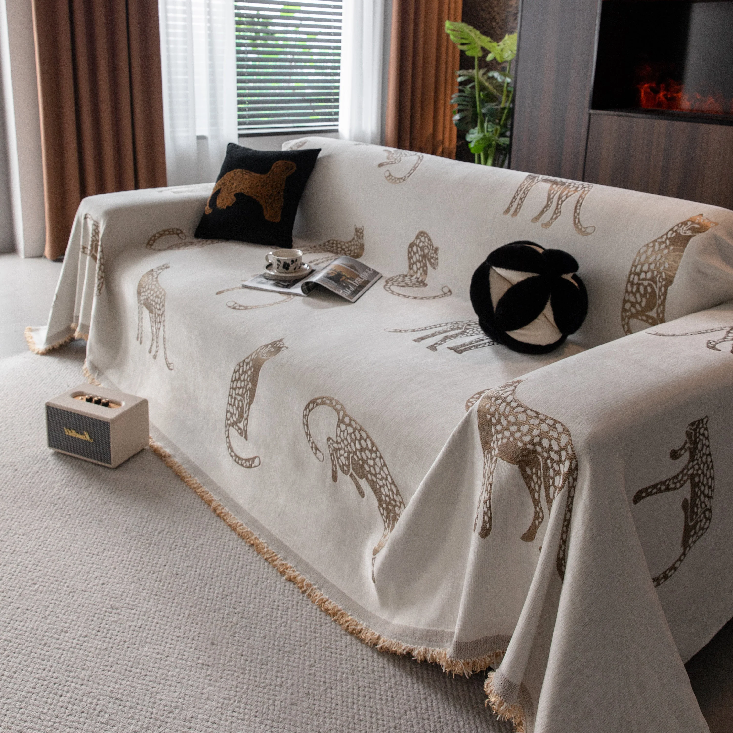 Leopard Sofa Cover Blanket Stylish Furniture Protector Throw for Couches & Loveseats - Image 127