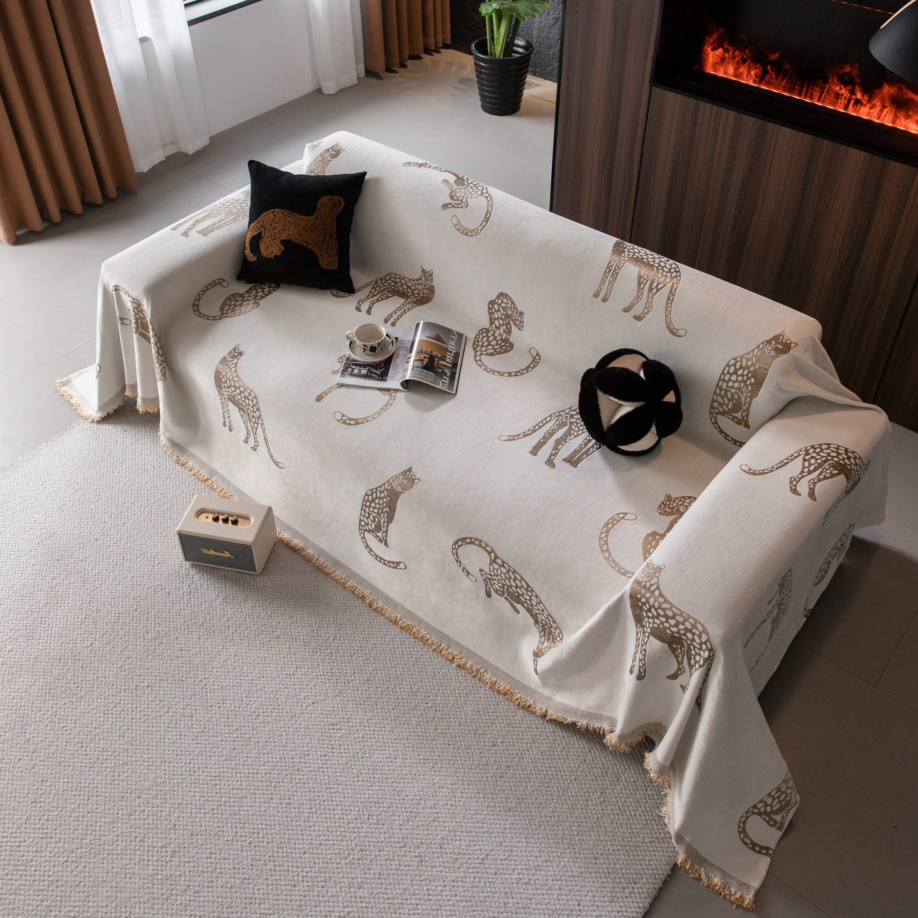Leopard Sofa Cover Blanket Stylish Furniture Protector Throw for Couches & Loveseats - Image 128