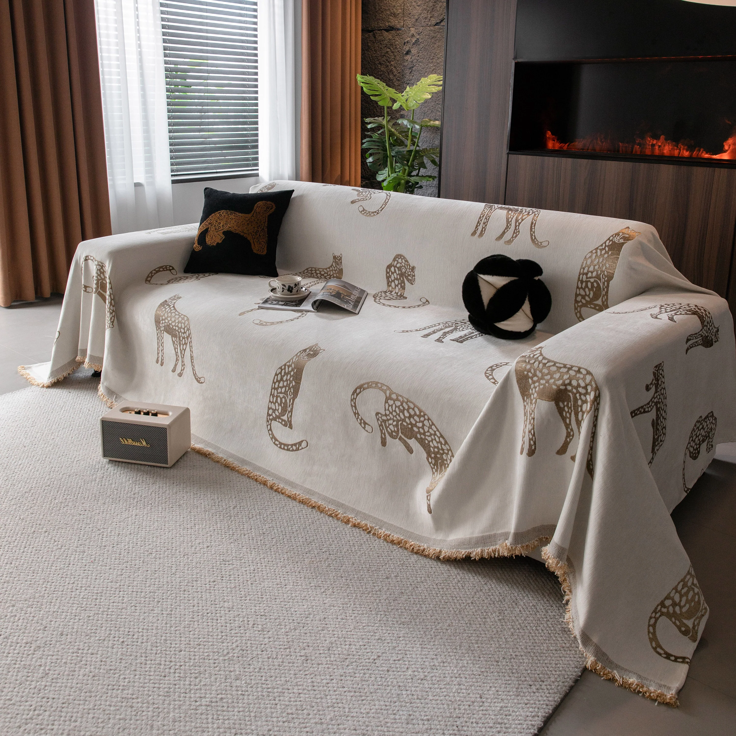 Leopard Sofa Cover Blanket Stylish Furniture Protector Throw for Couches & Loveseats - Image 133