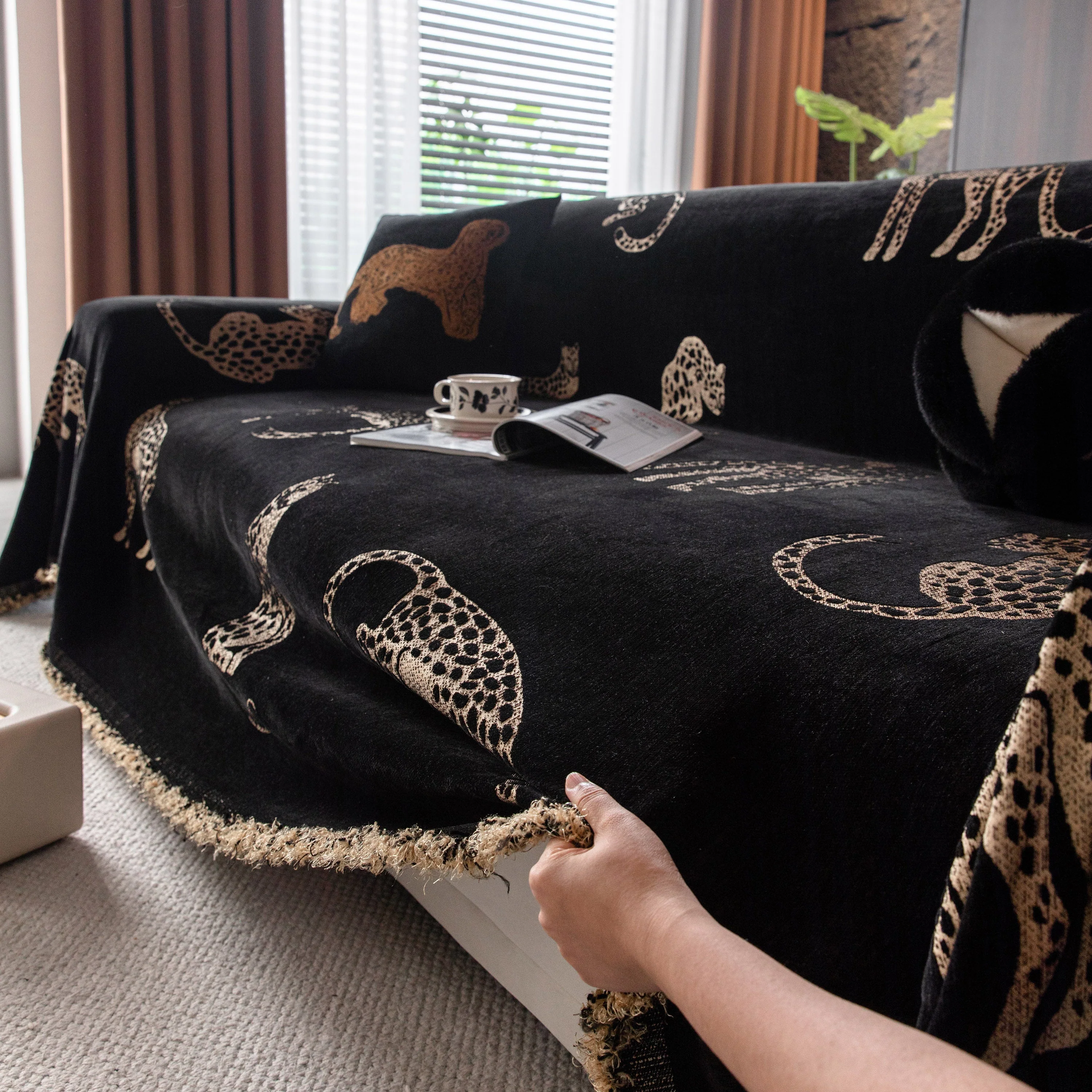 Leopard Sofa Cover Blanket Stylish Furniture Protector Throw for Couches & Loveseats - Image 66