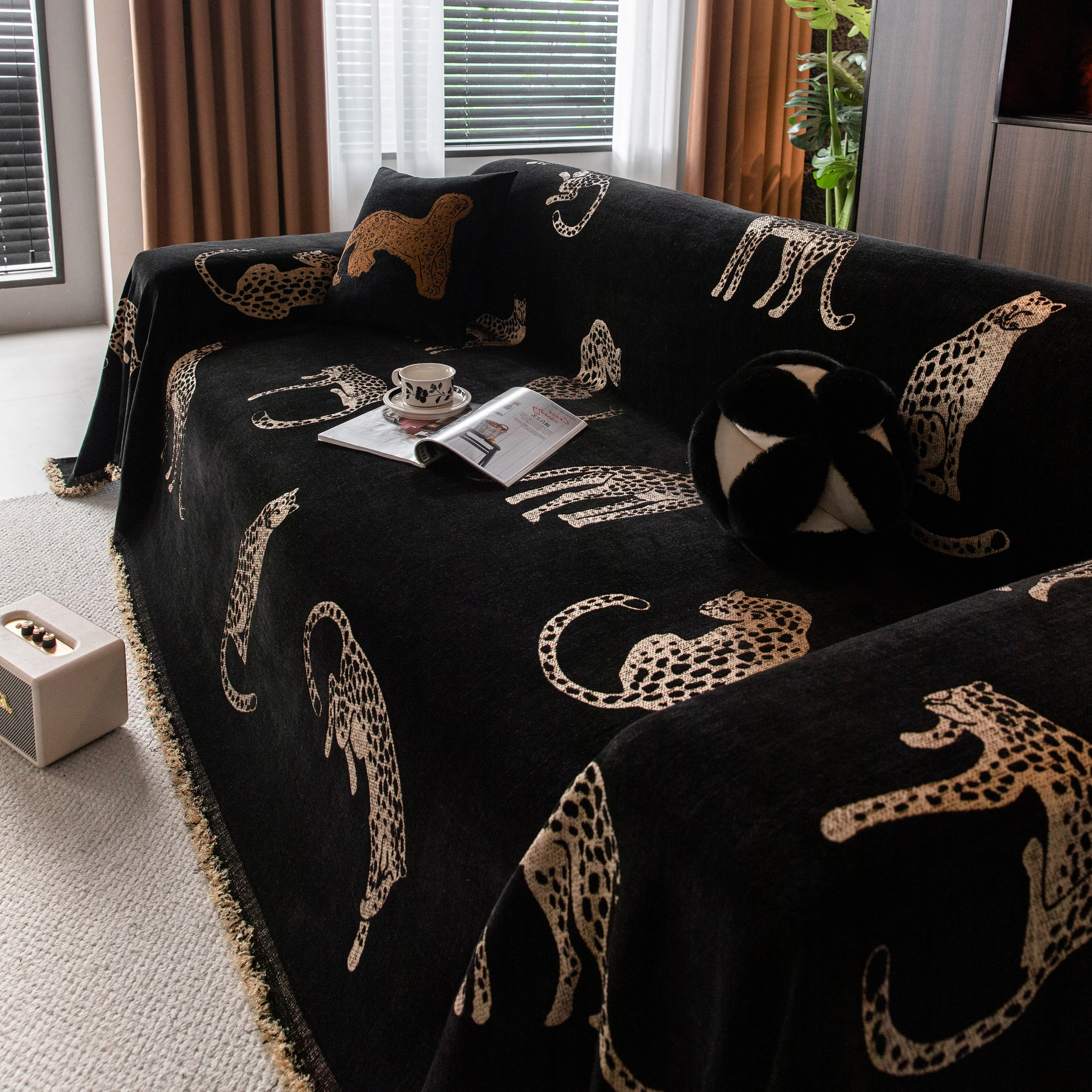 Leopard Sofa Cover Blanket Stylish Furniture Protector Throw for Couches & Loveseats - Image 68