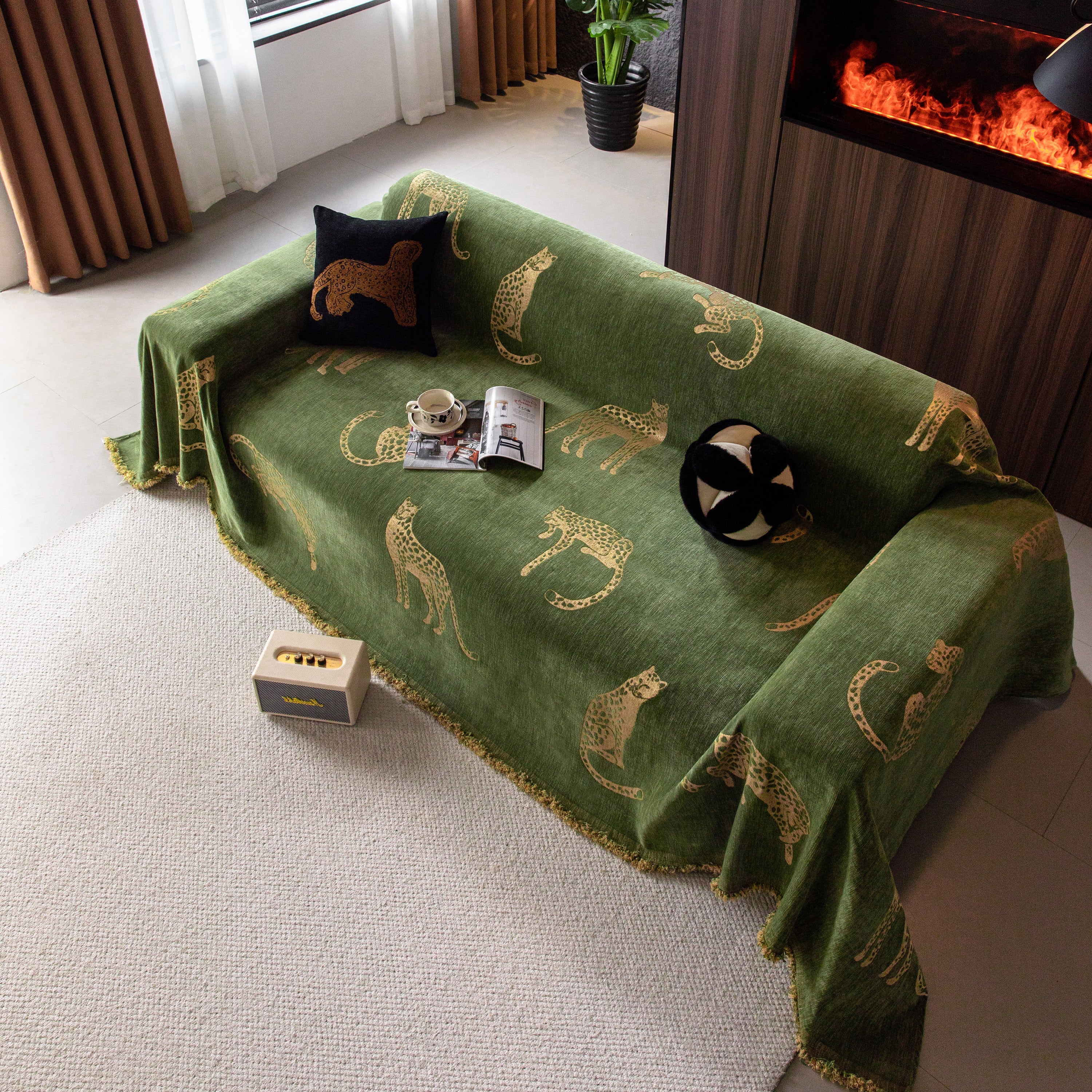 Leopard Sofa Cover Blanket Stylish Furniture Protector Throw for Couches & Loveseats - Image 94