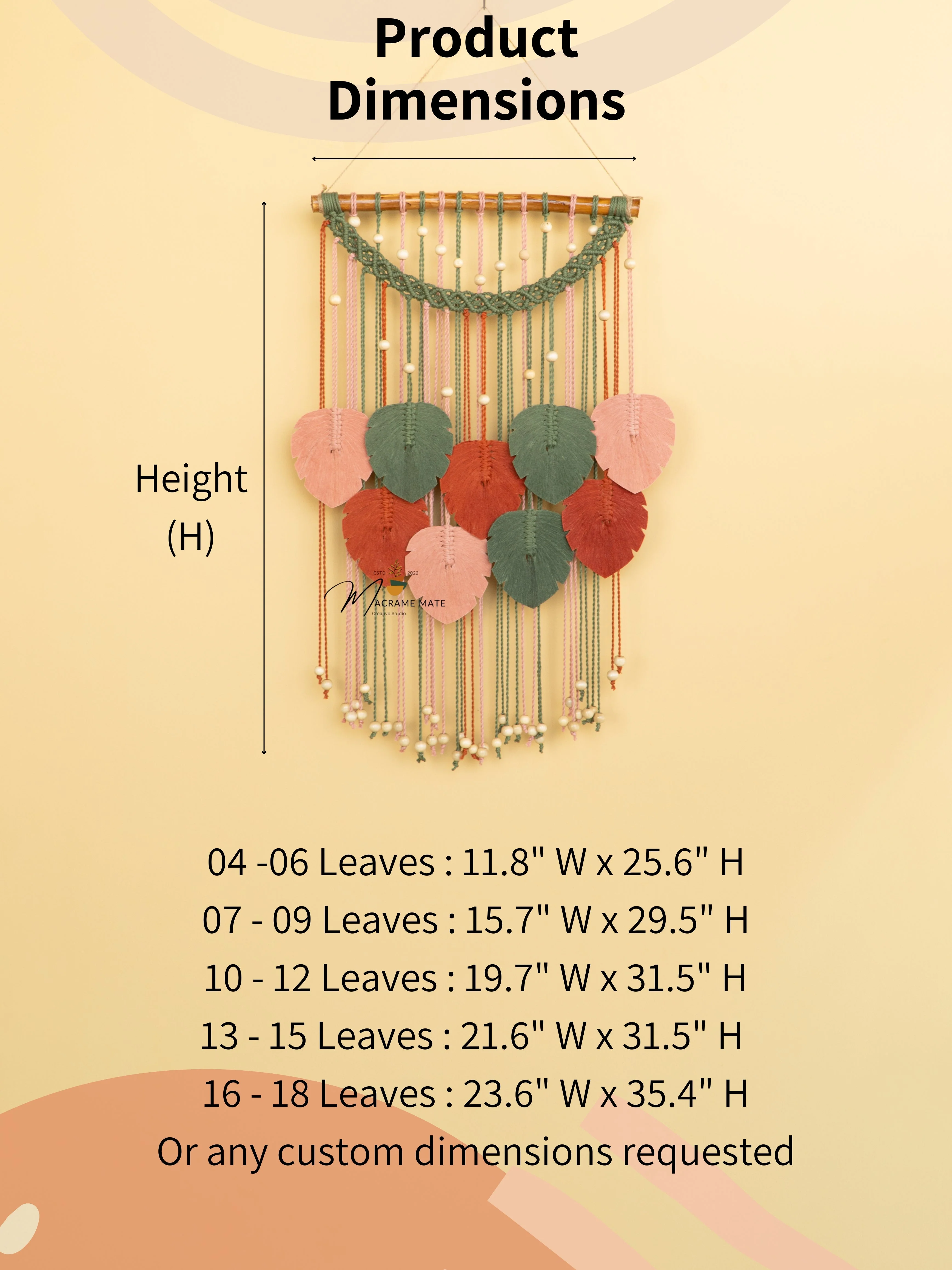 Levia Boho Macrame Leaf Hangings - Image 2