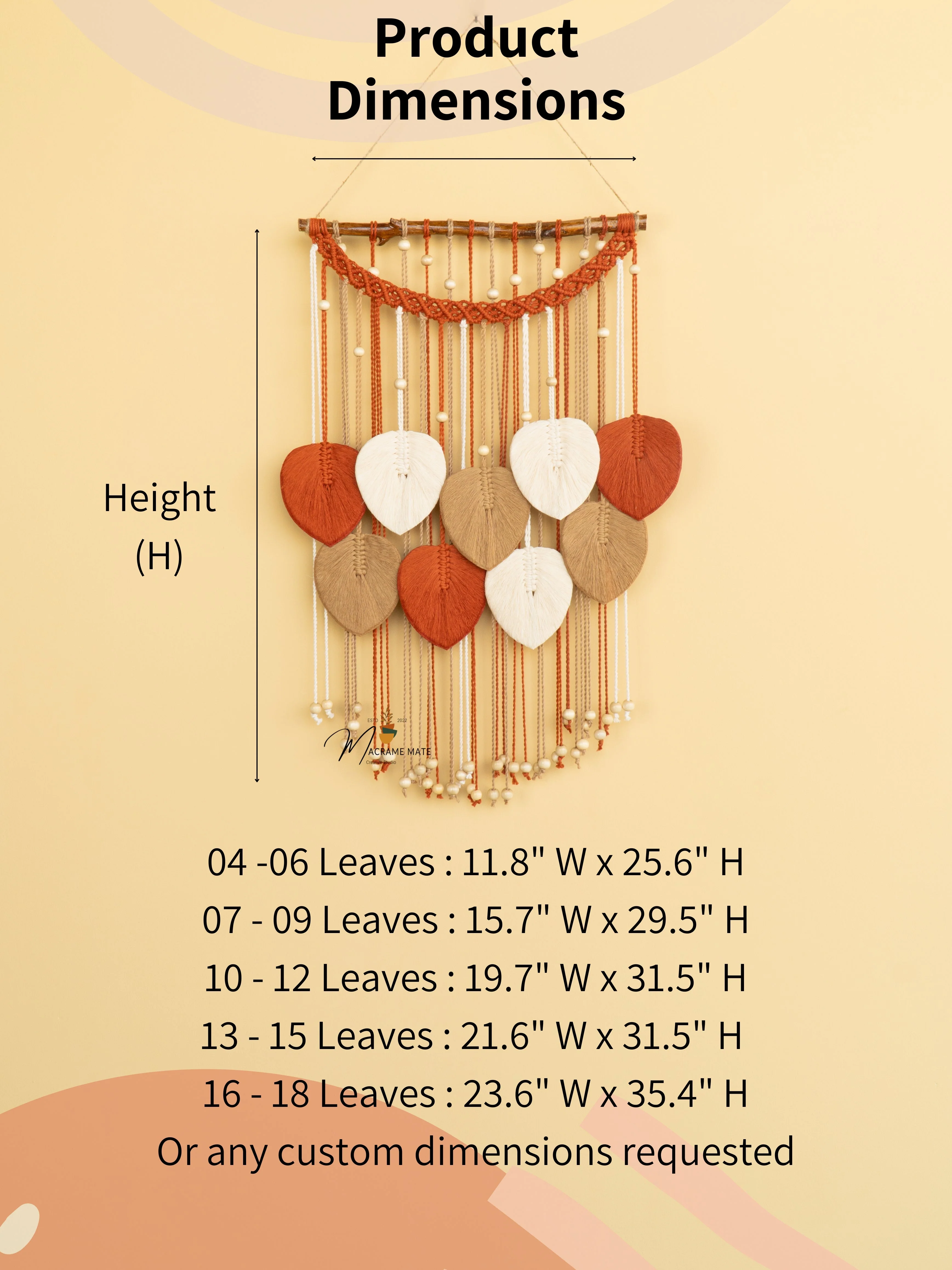 Levia Warm Macrame Leaf Hangings - Image 2